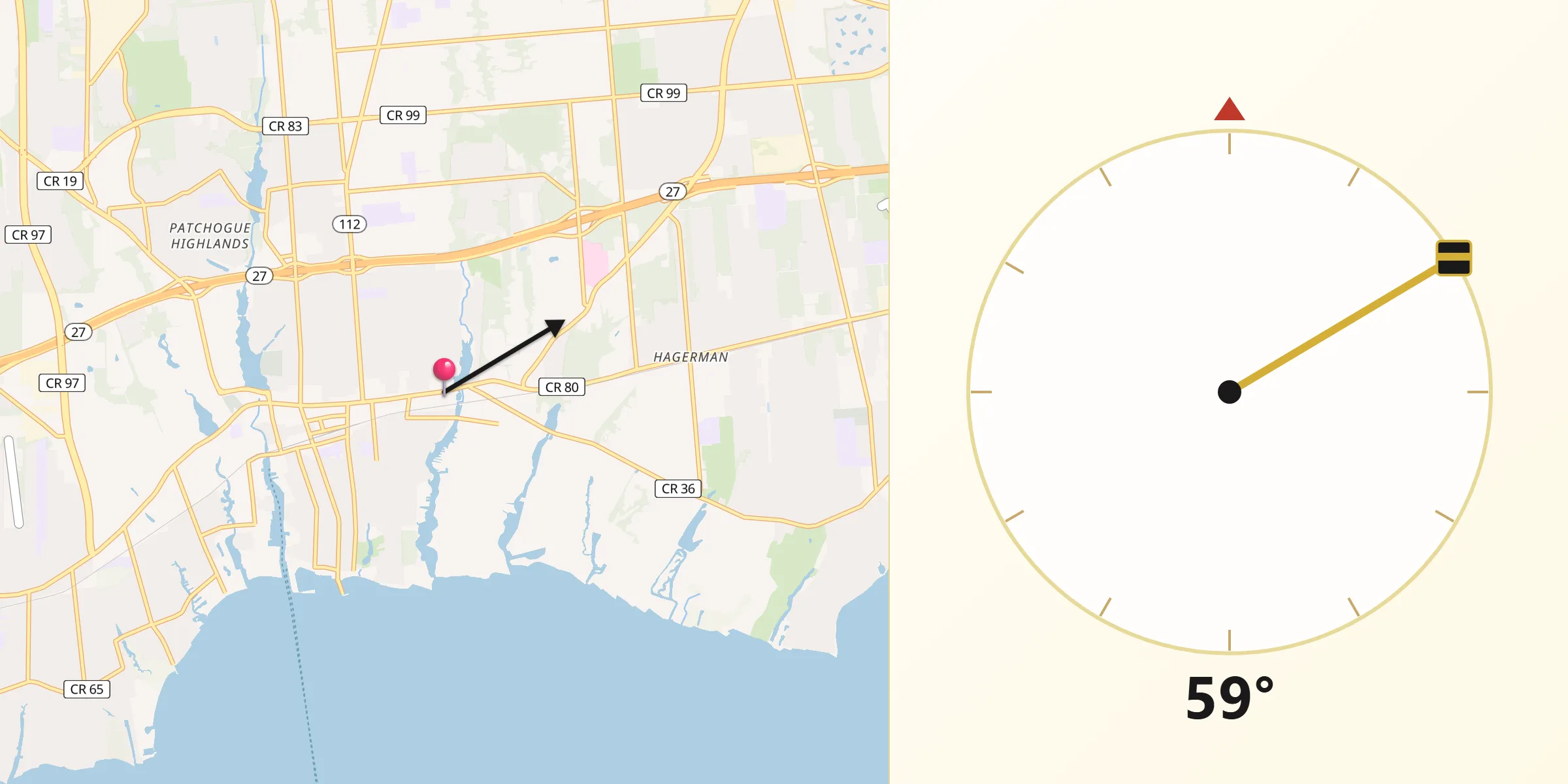 Qibla Direction from East Patchogue