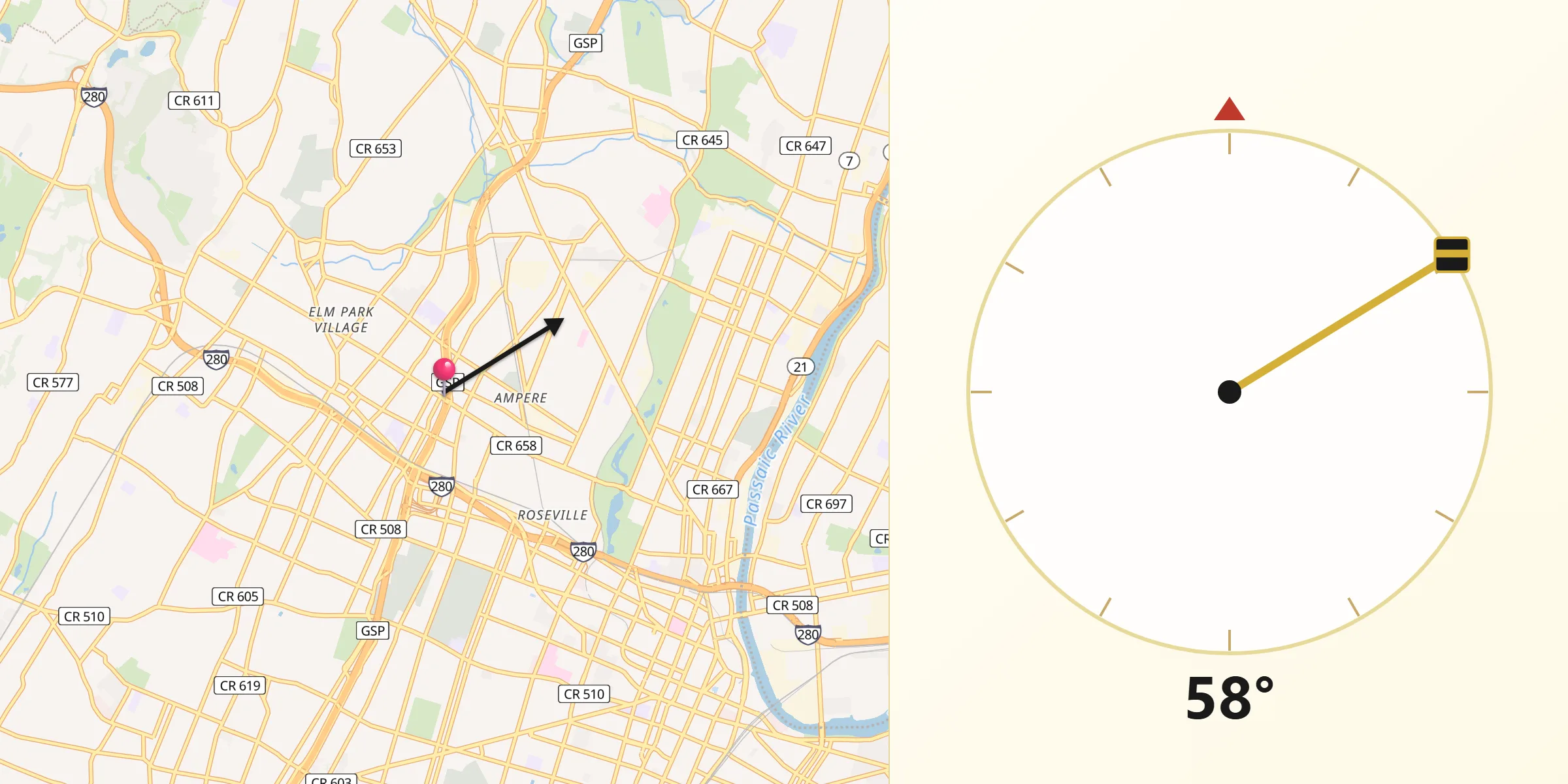 Qibla Direction from East Orange