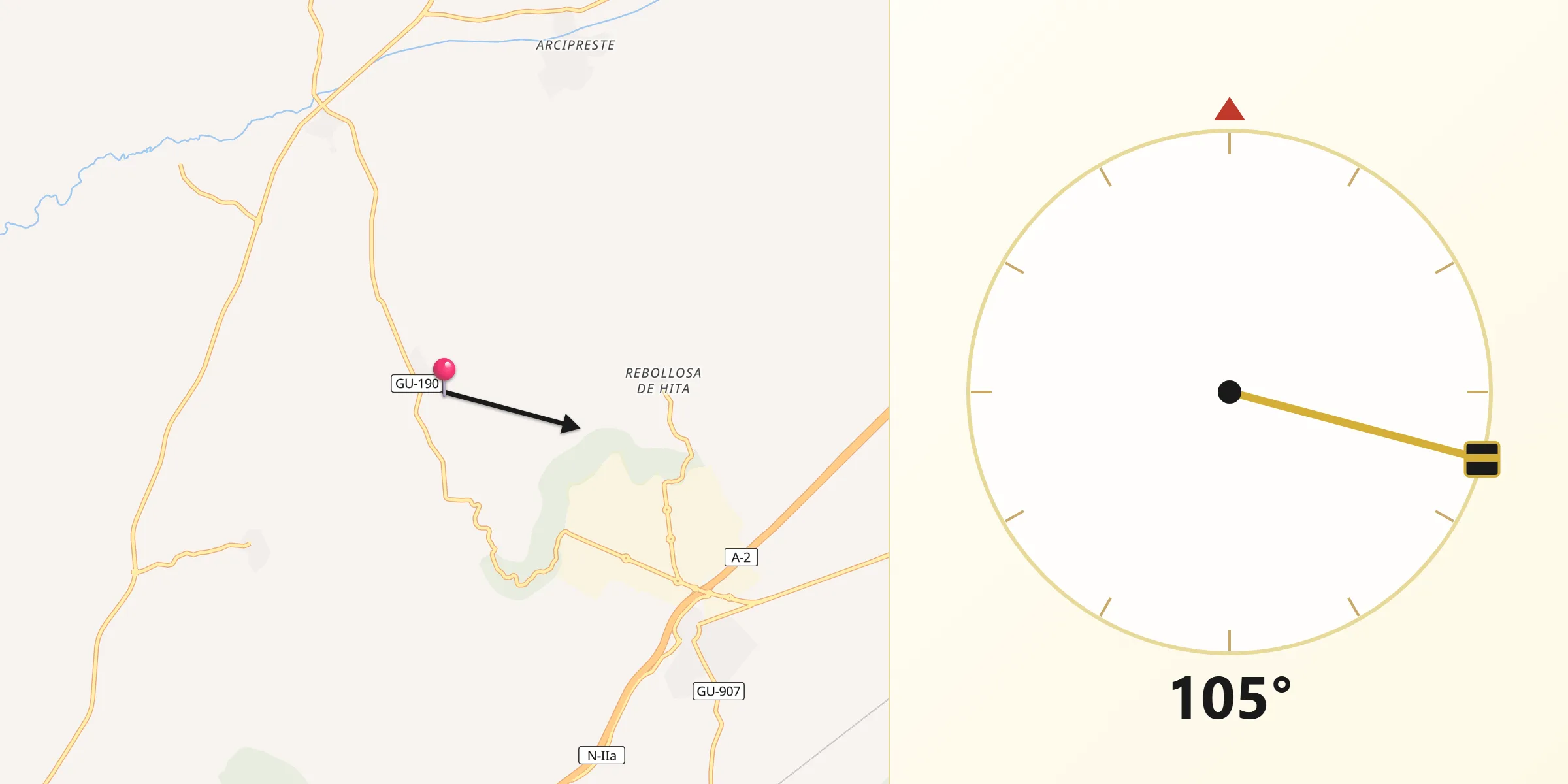 Dirección de la Qibla desde Cañizar