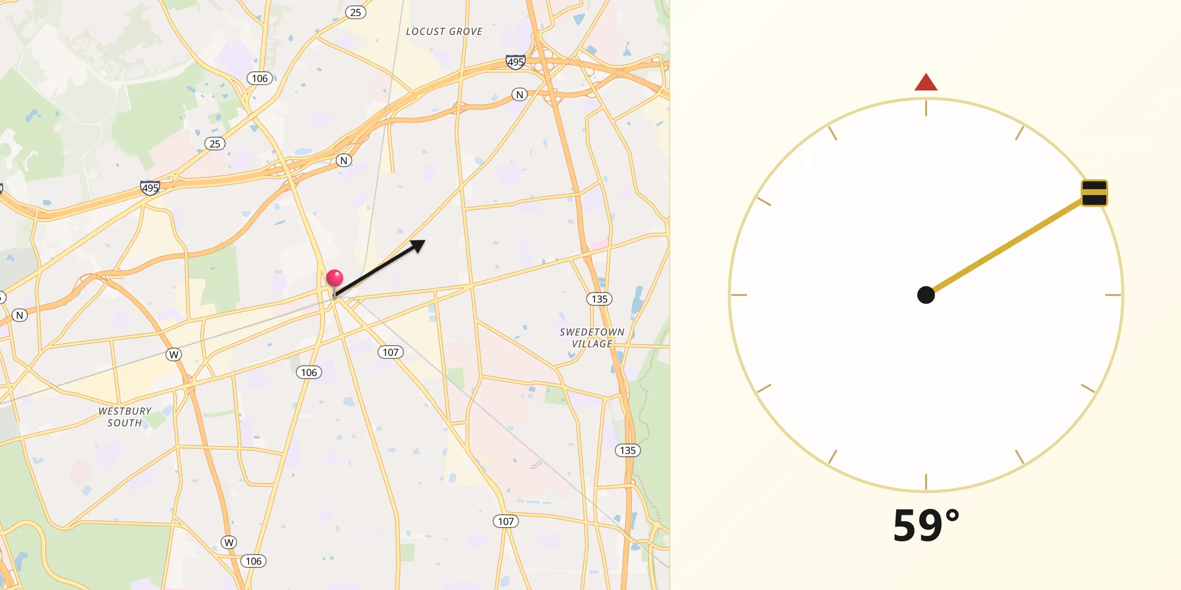Qibla Direction from Hicksville