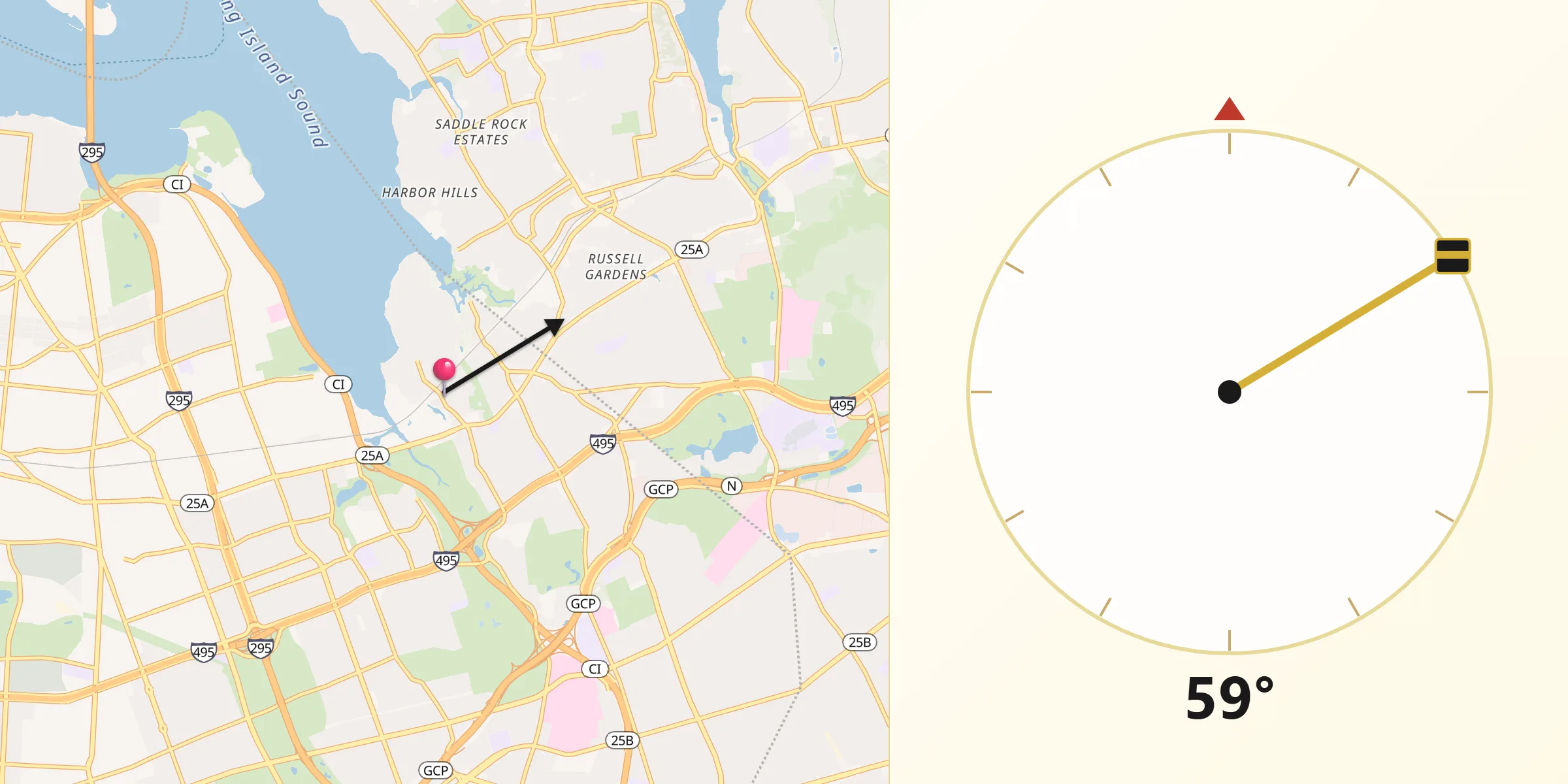 Qibla Direction from Douglaston