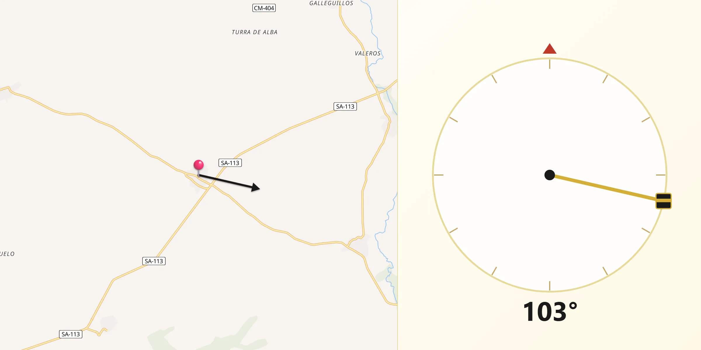 Dirección de la Qibla desde Valdecarros