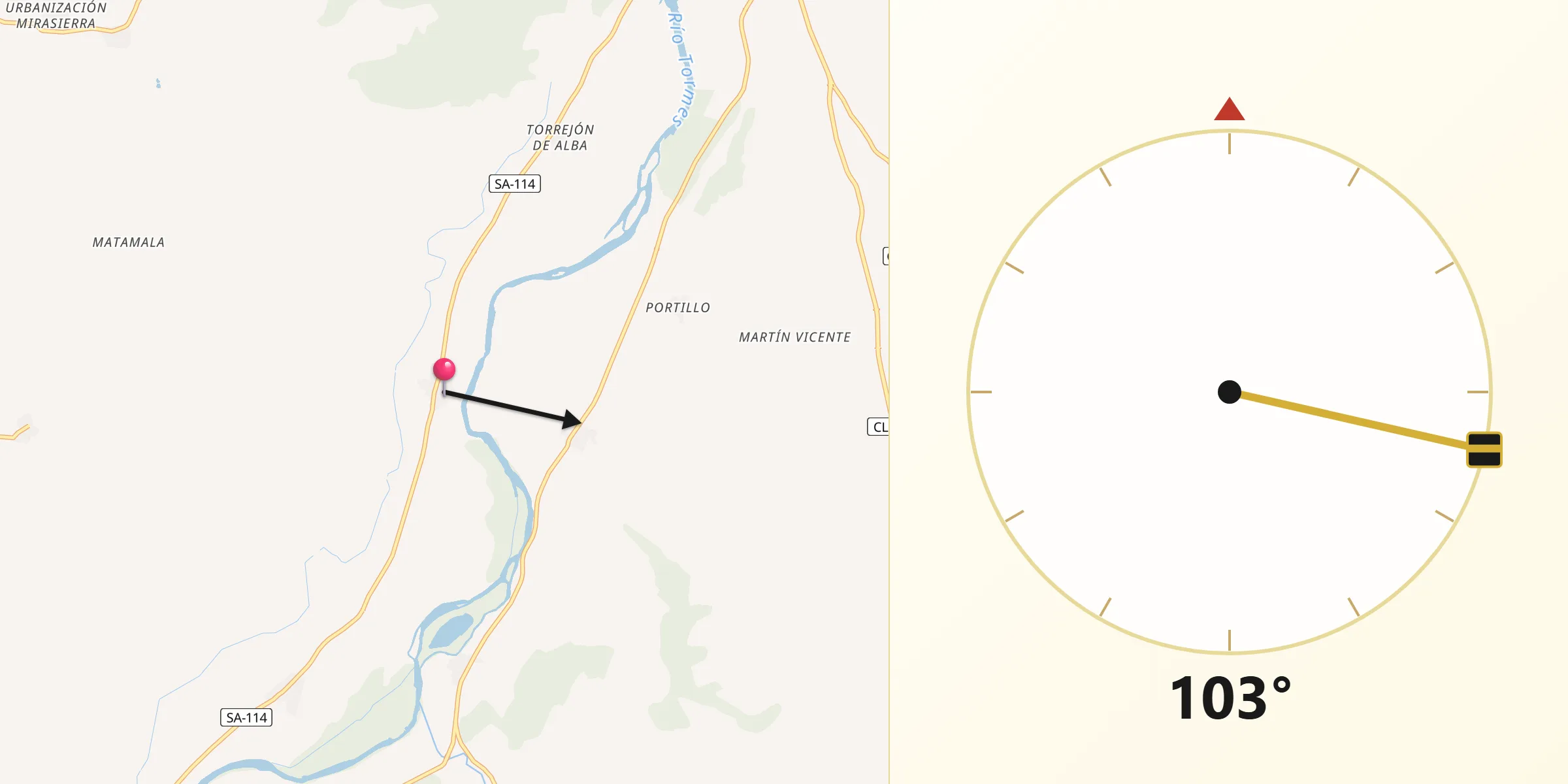 Dirección de la Qibla desde Encinas de Arriba