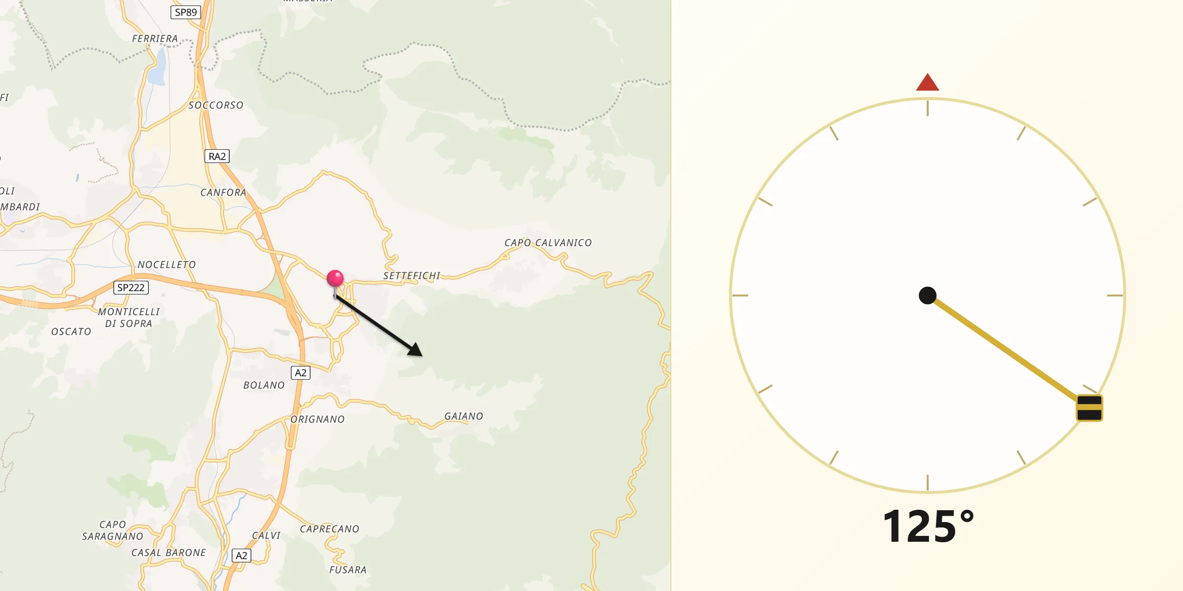Direzione della Qibla da Fisciano
