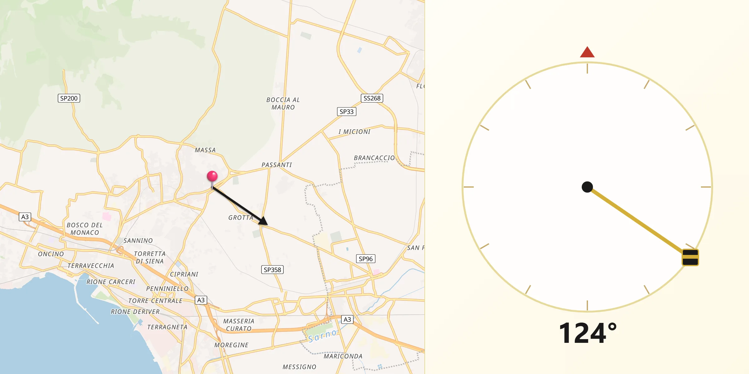 Direzione della Qibla da Boscoreale