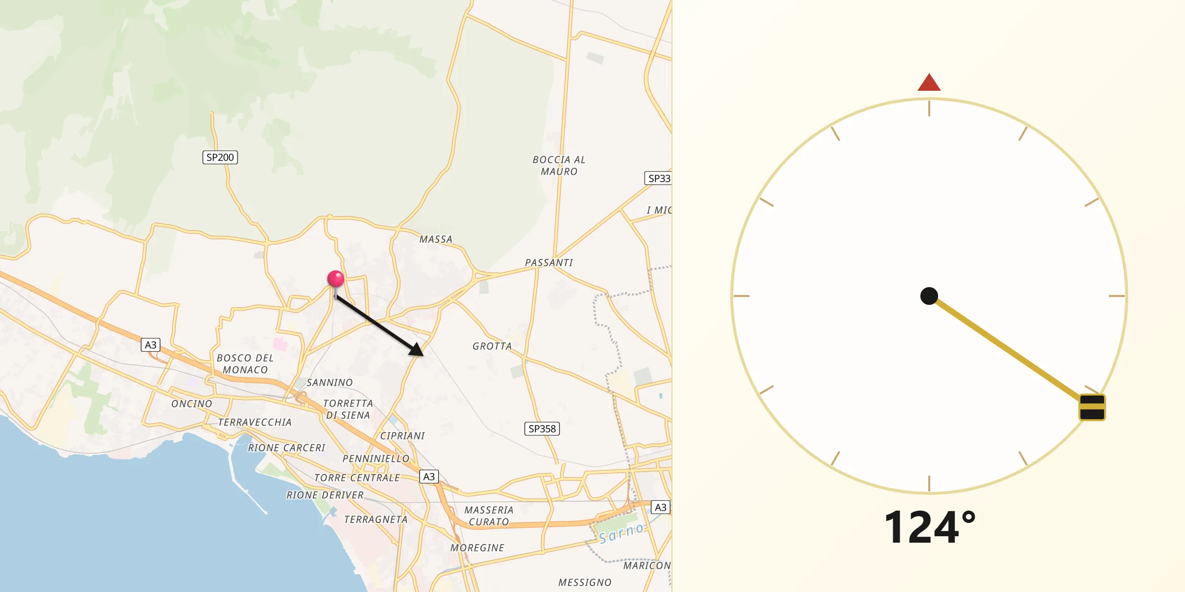 Direzione della Qibla da Boscotrecase