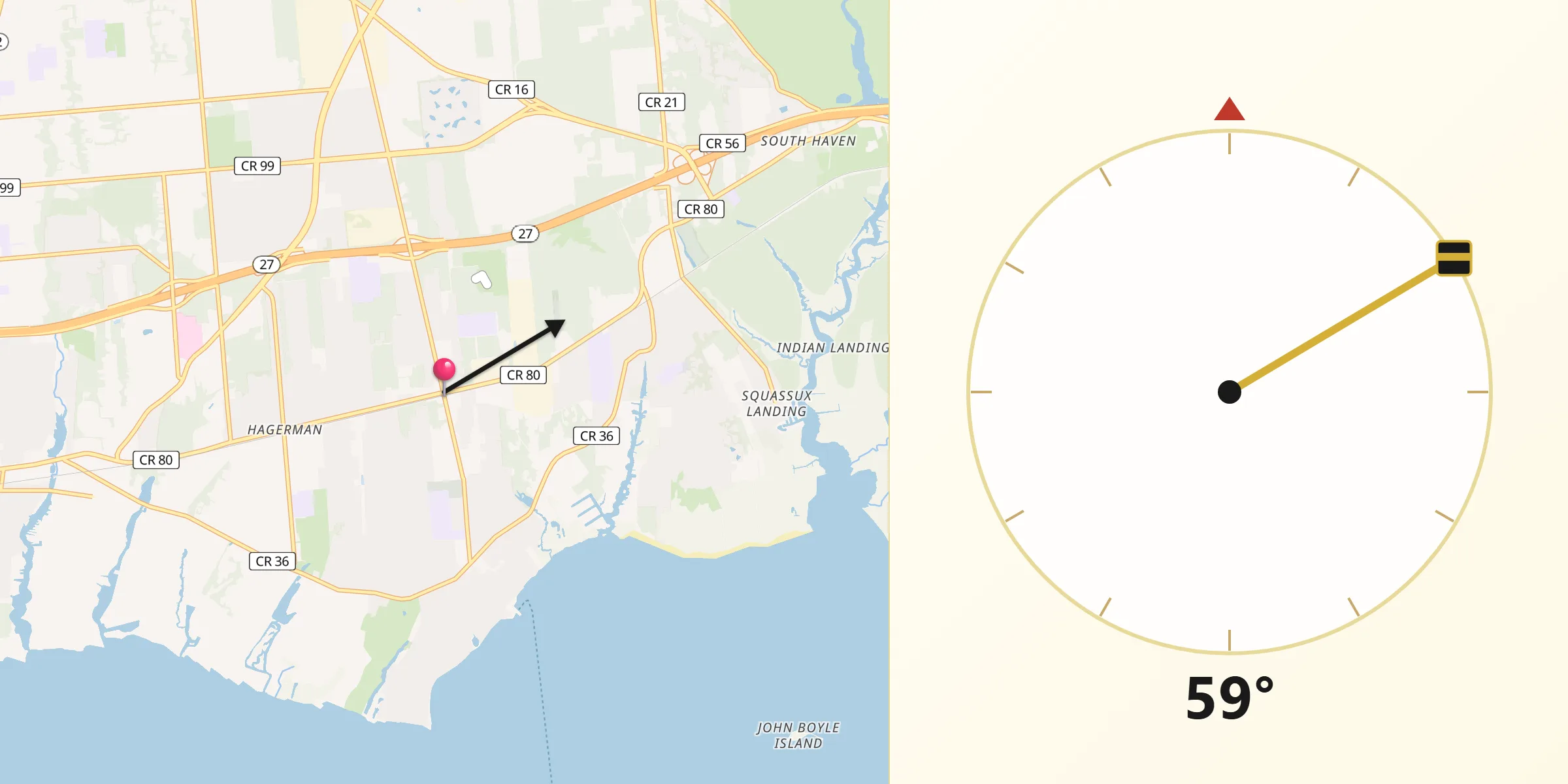 Qibla Direction from North Bellport