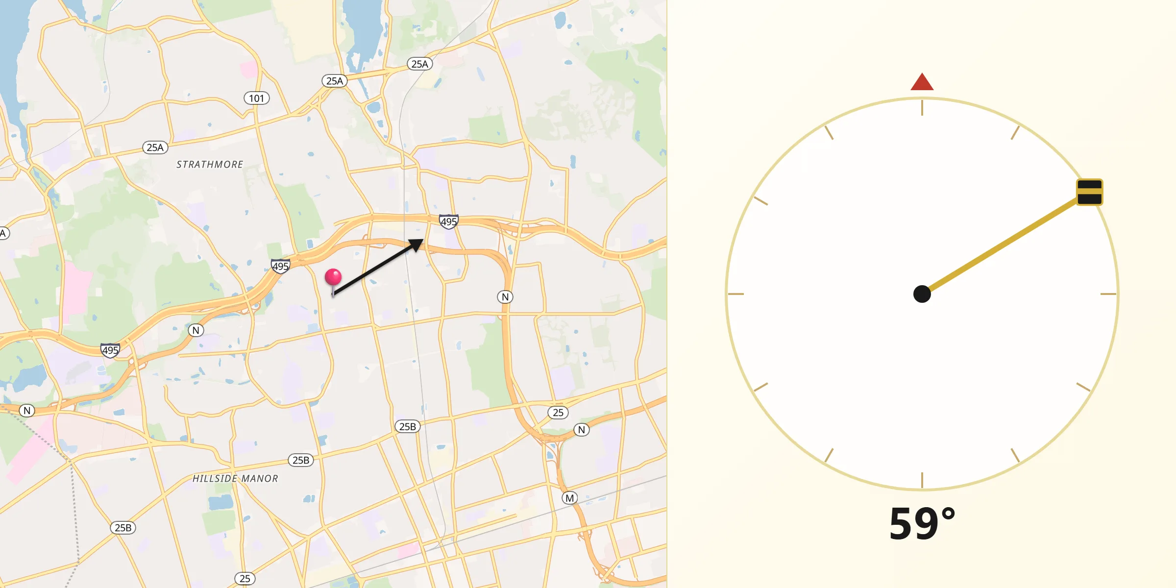 Qibla Direction from Searingtown