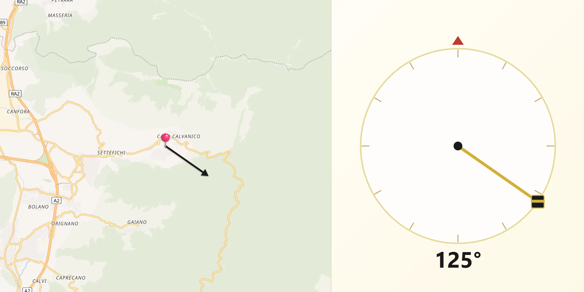 Direzione della Qibla da Calvanico