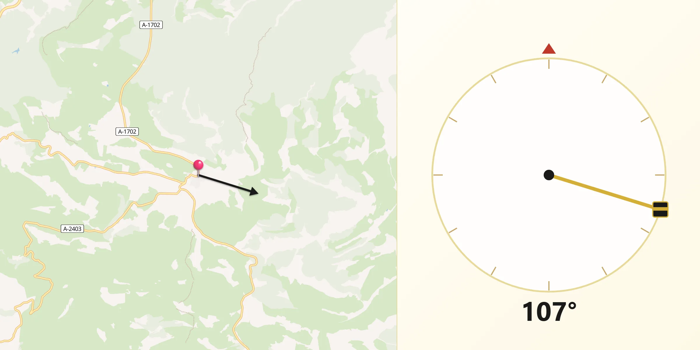 Dirección de la Qibla desde Ejulve
