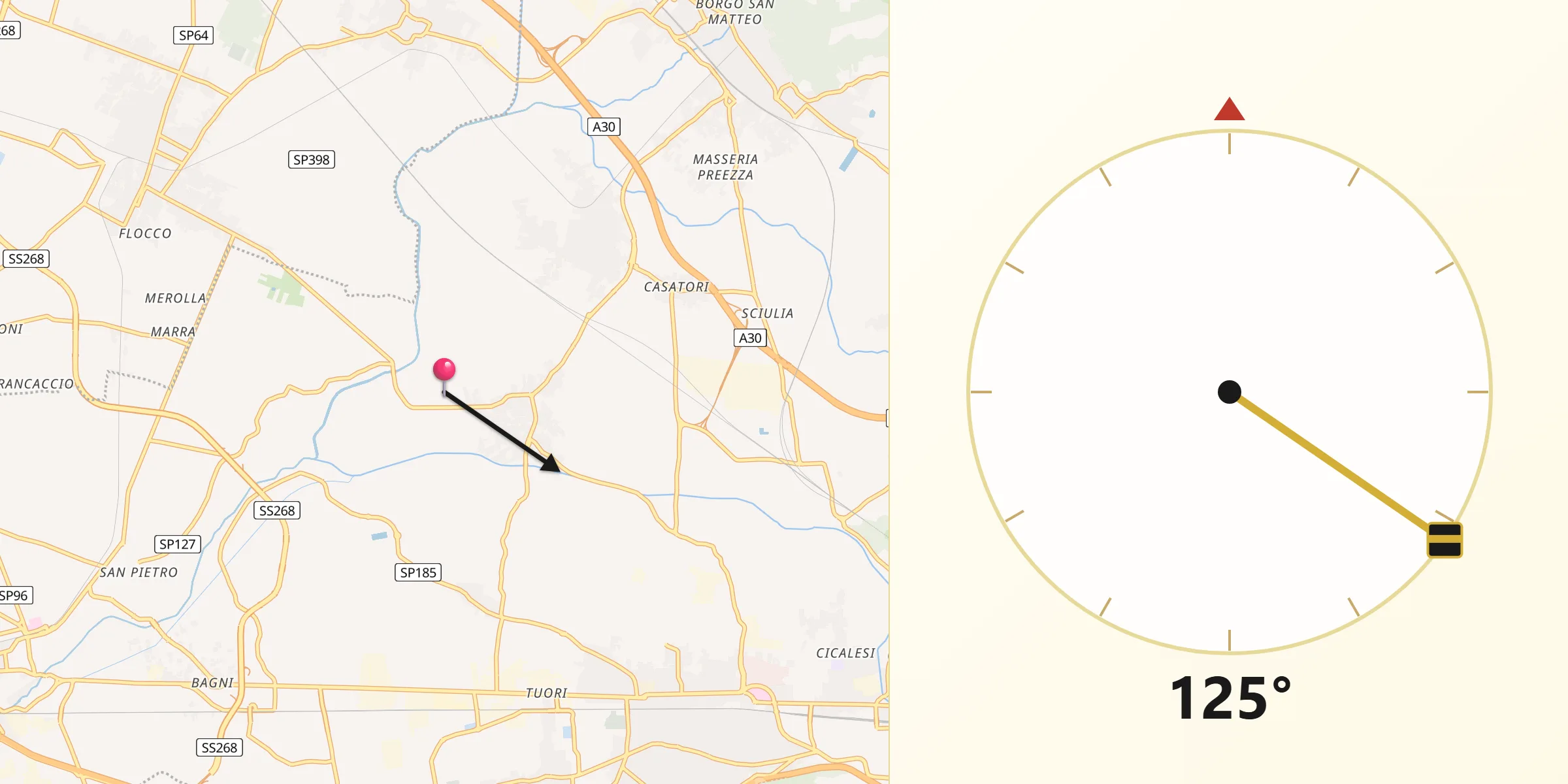 Direzione della Qibla da San Marzano sul Sarno