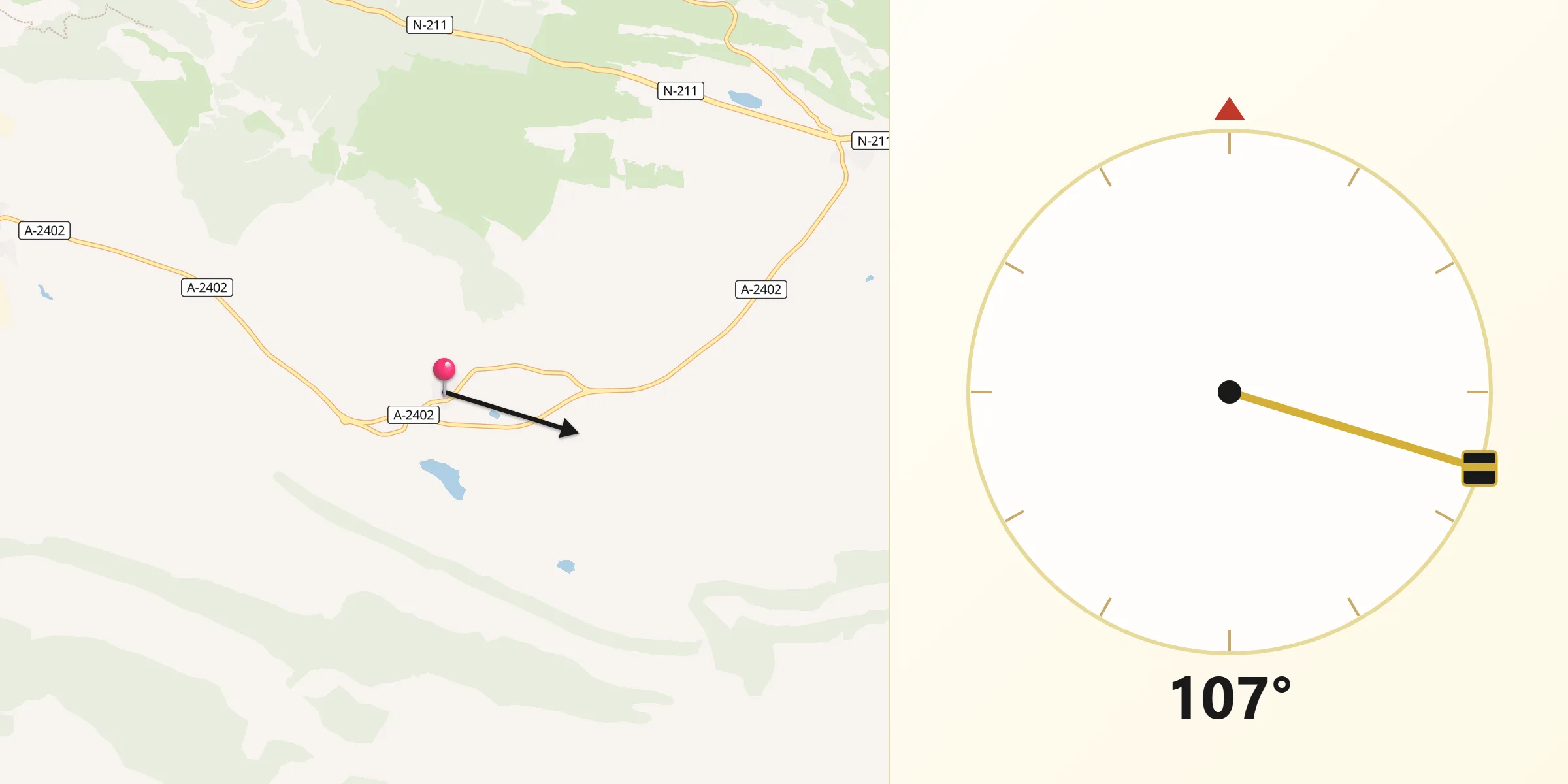 Dirección de la Qibla desde Palomar de Arroyos
