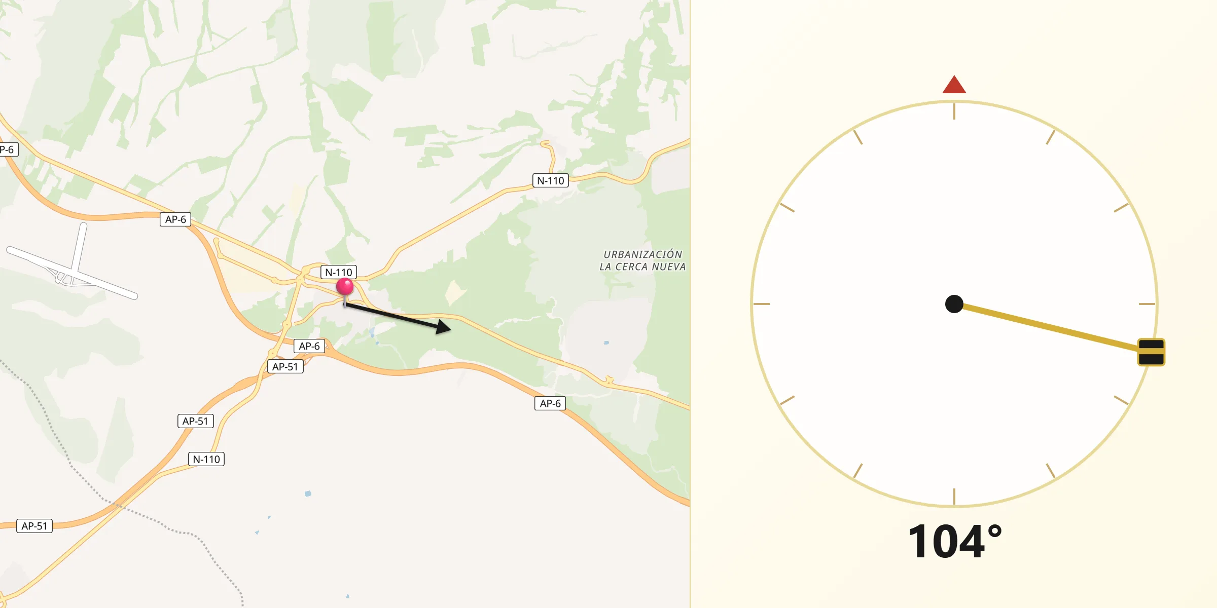 Dirección de la Qibla desde Villacastín