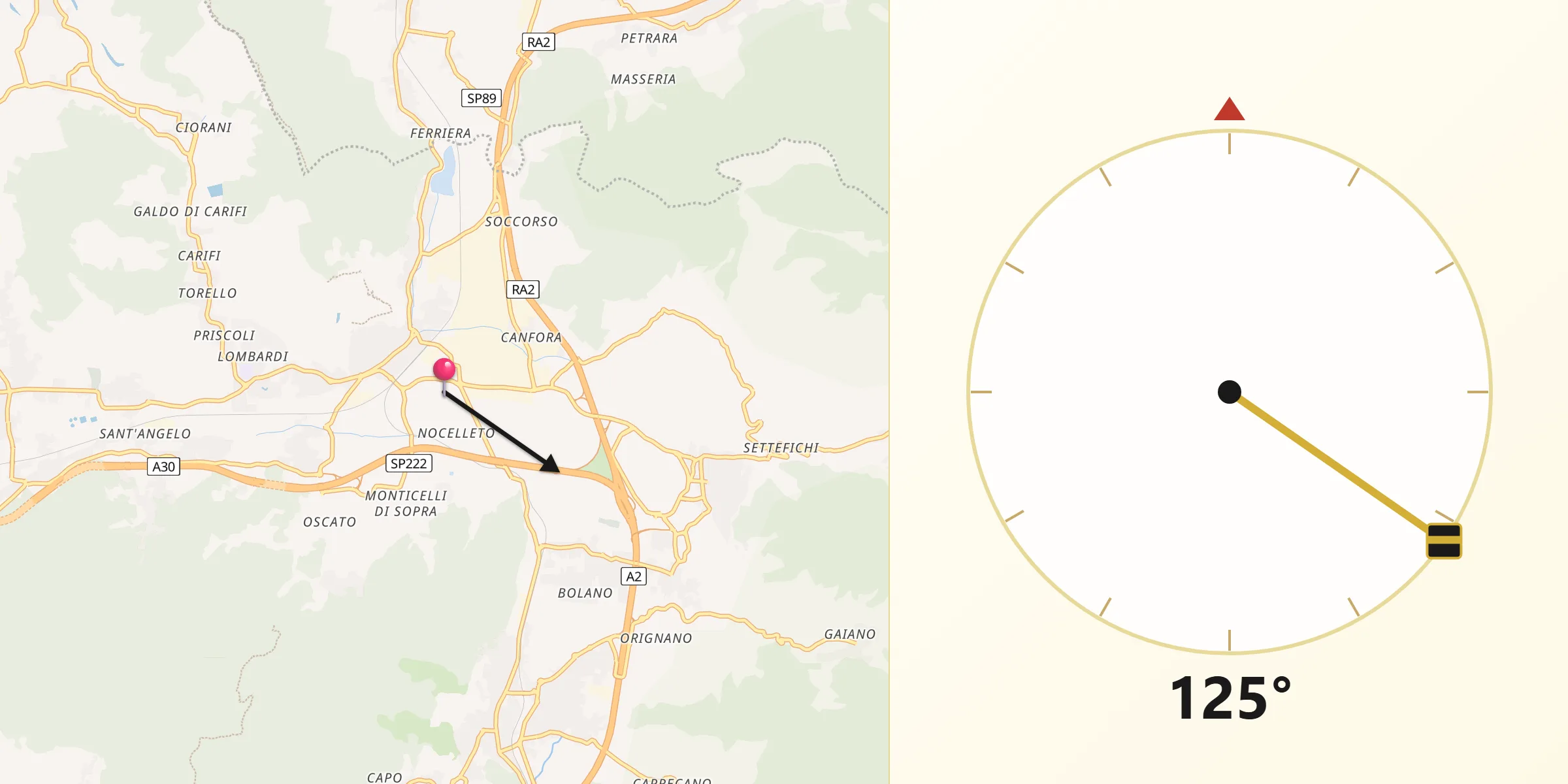Direzione della Qibla da Faraldo-Nocelleto