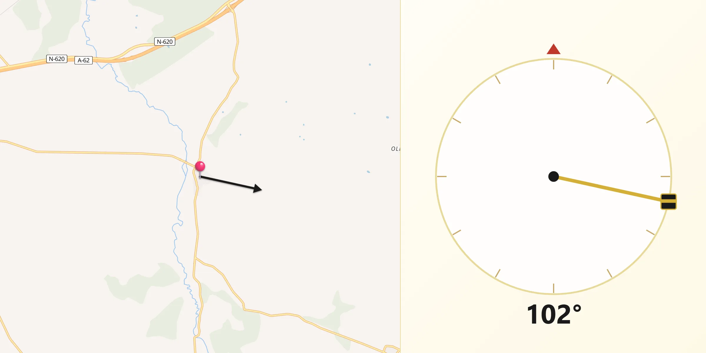 Dirección de la Qibla desde San Muñoz