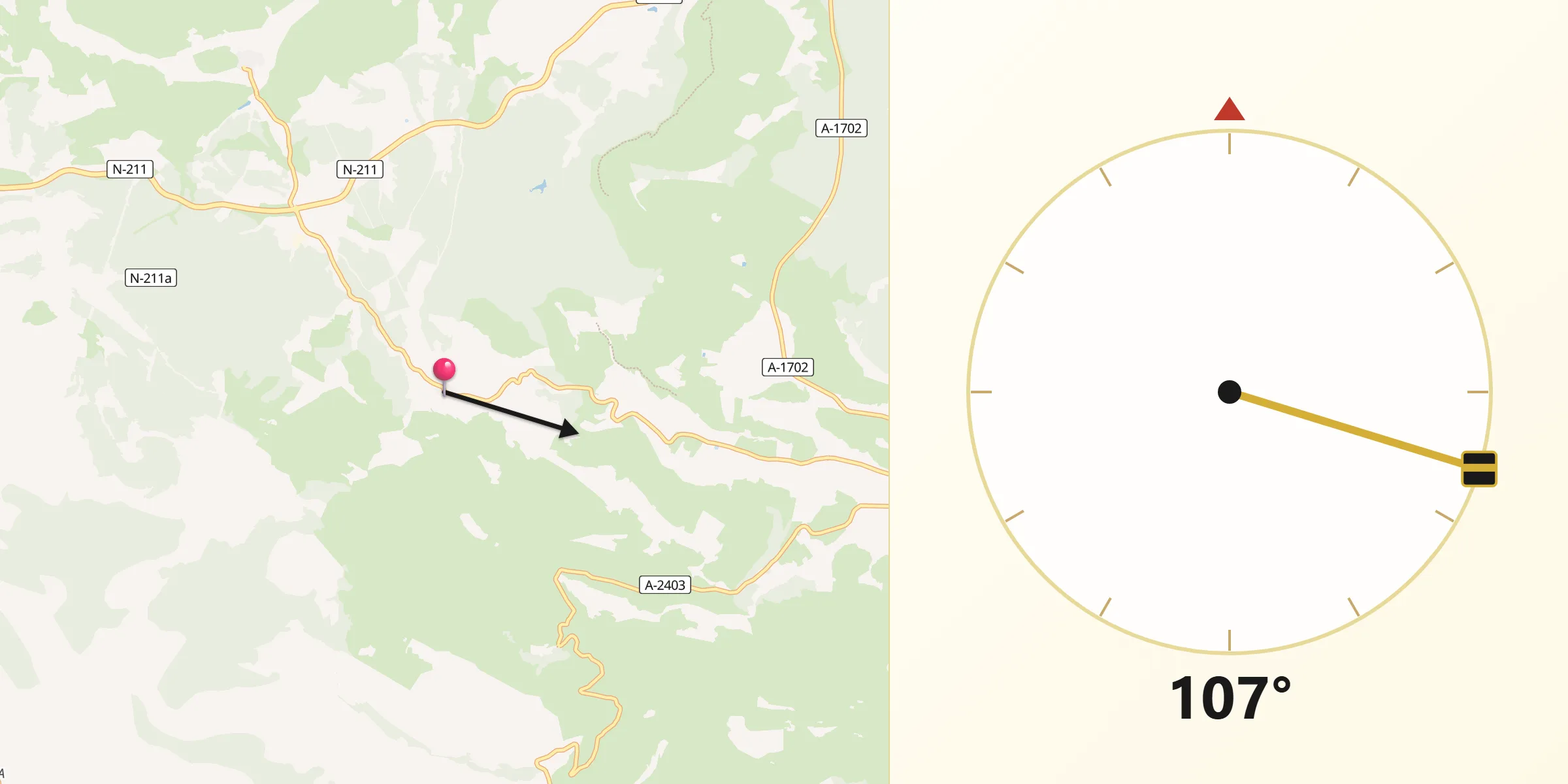 Dirección de la Qibla desde La Zoma