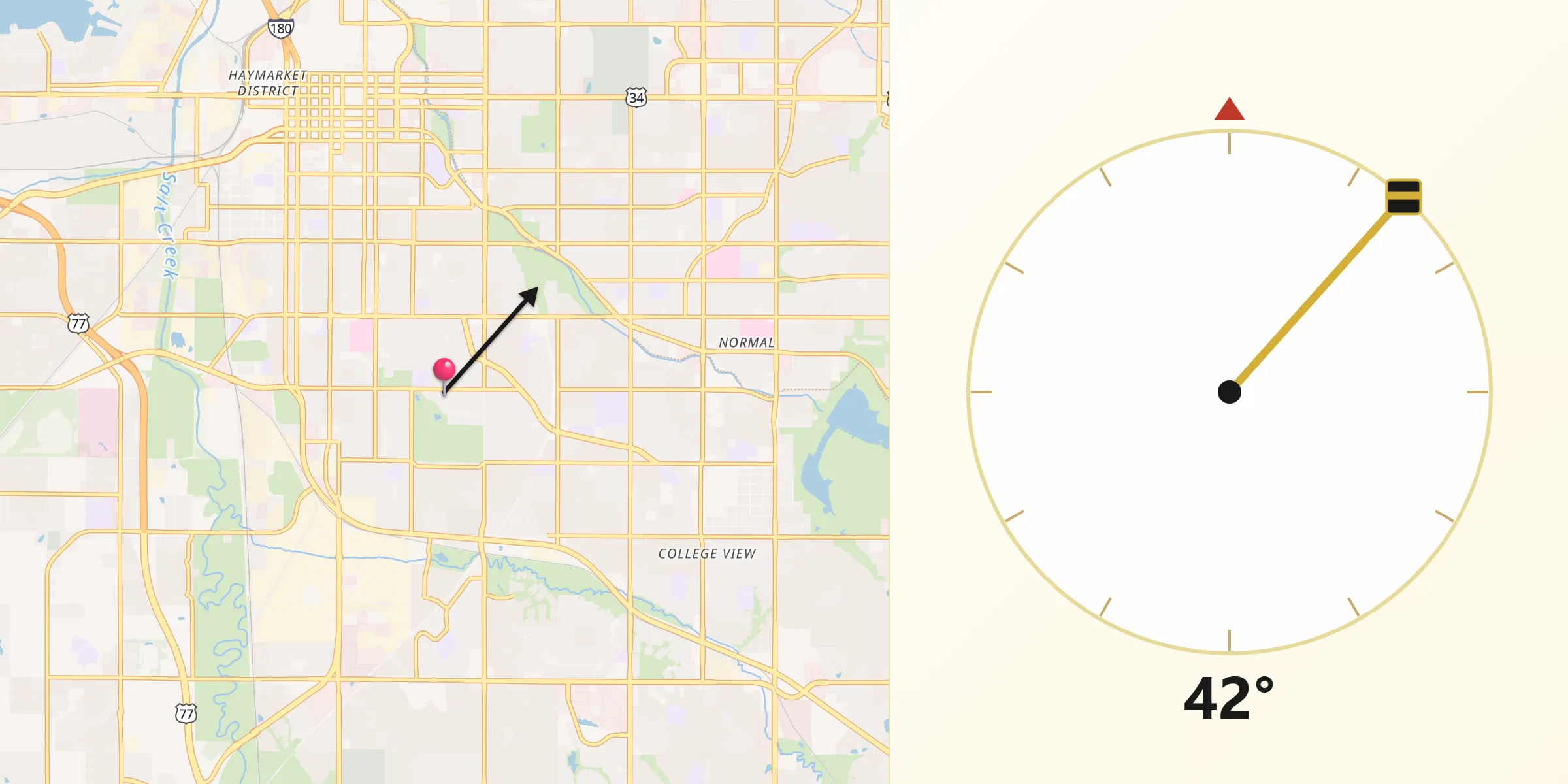Qibla Direction from Lancaster County