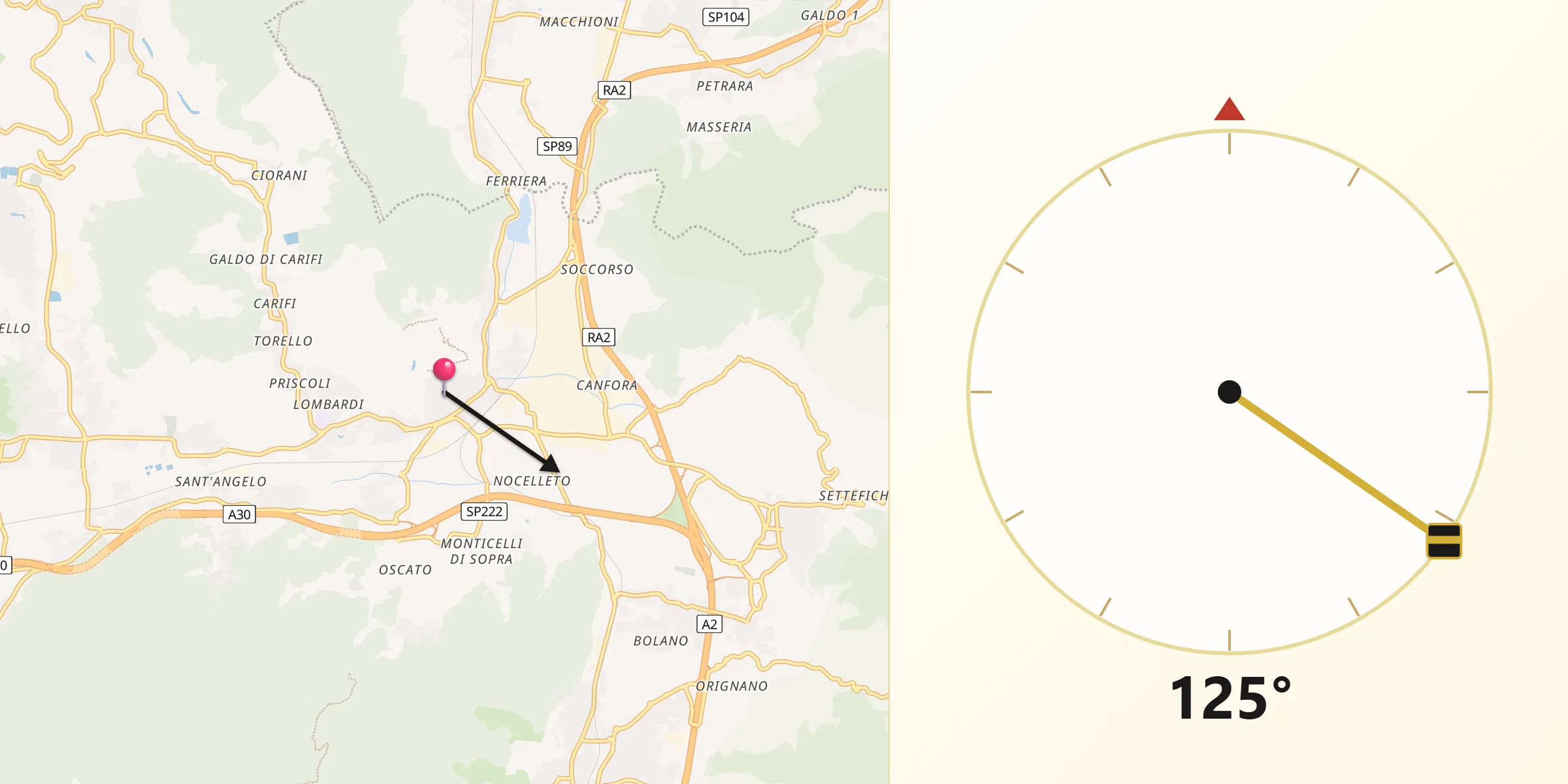 Direzione della Qibla da Mercato San Severino