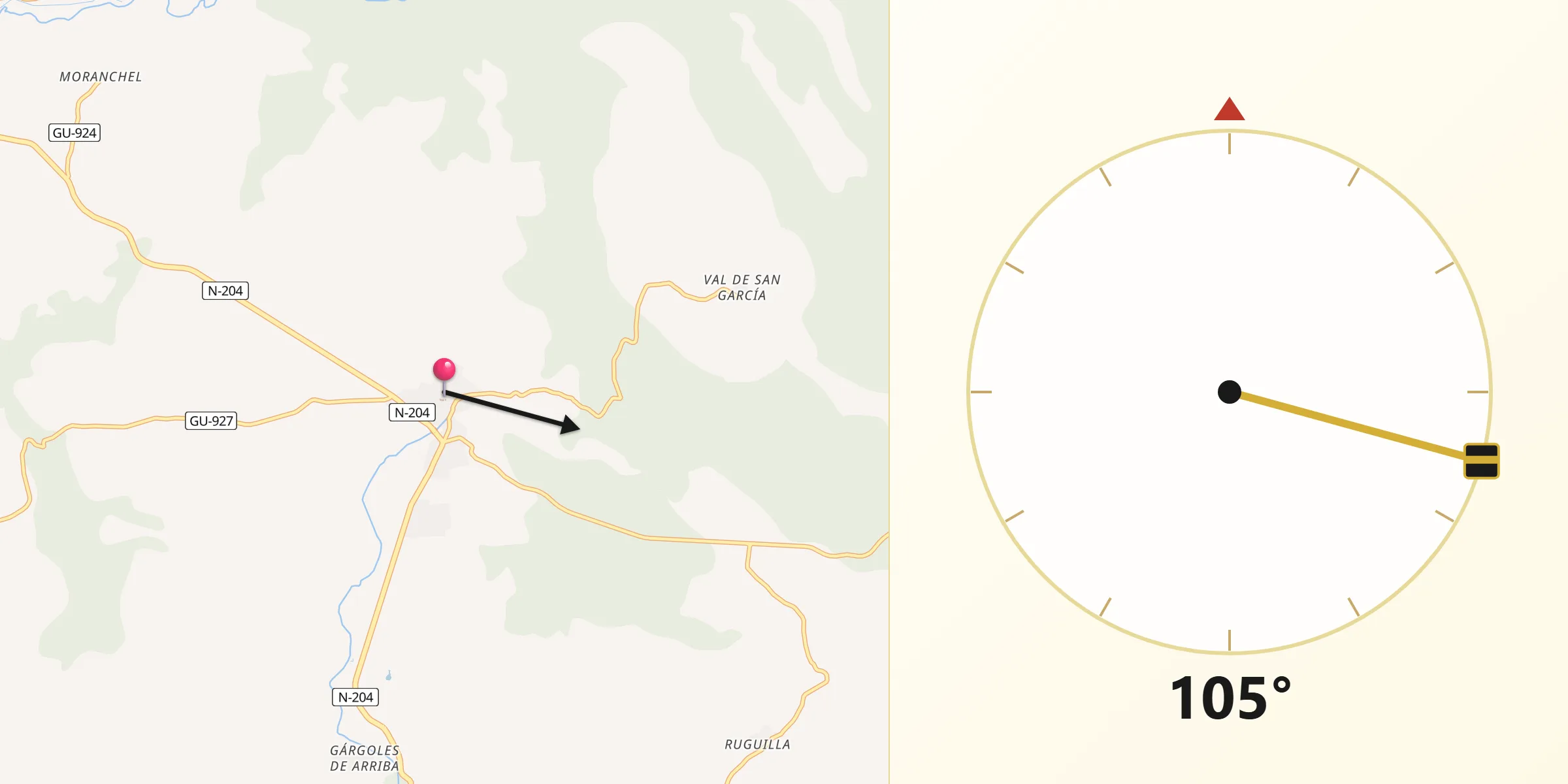 Dirección de la Qibla desde Cifuentes