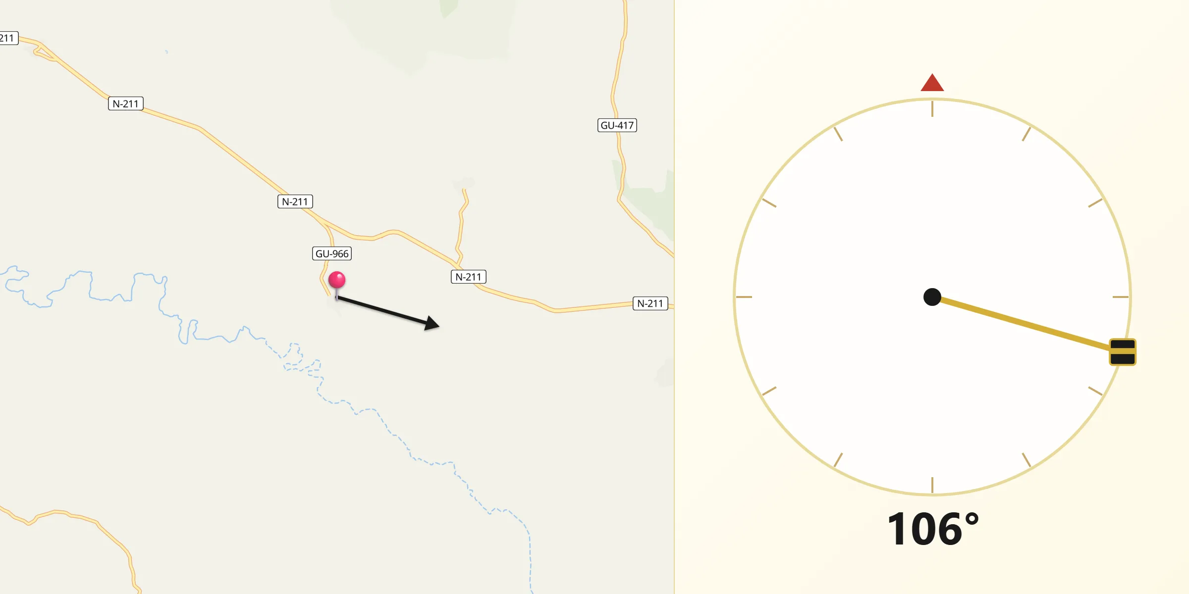 Dirección de la Qibla desde Morenilla