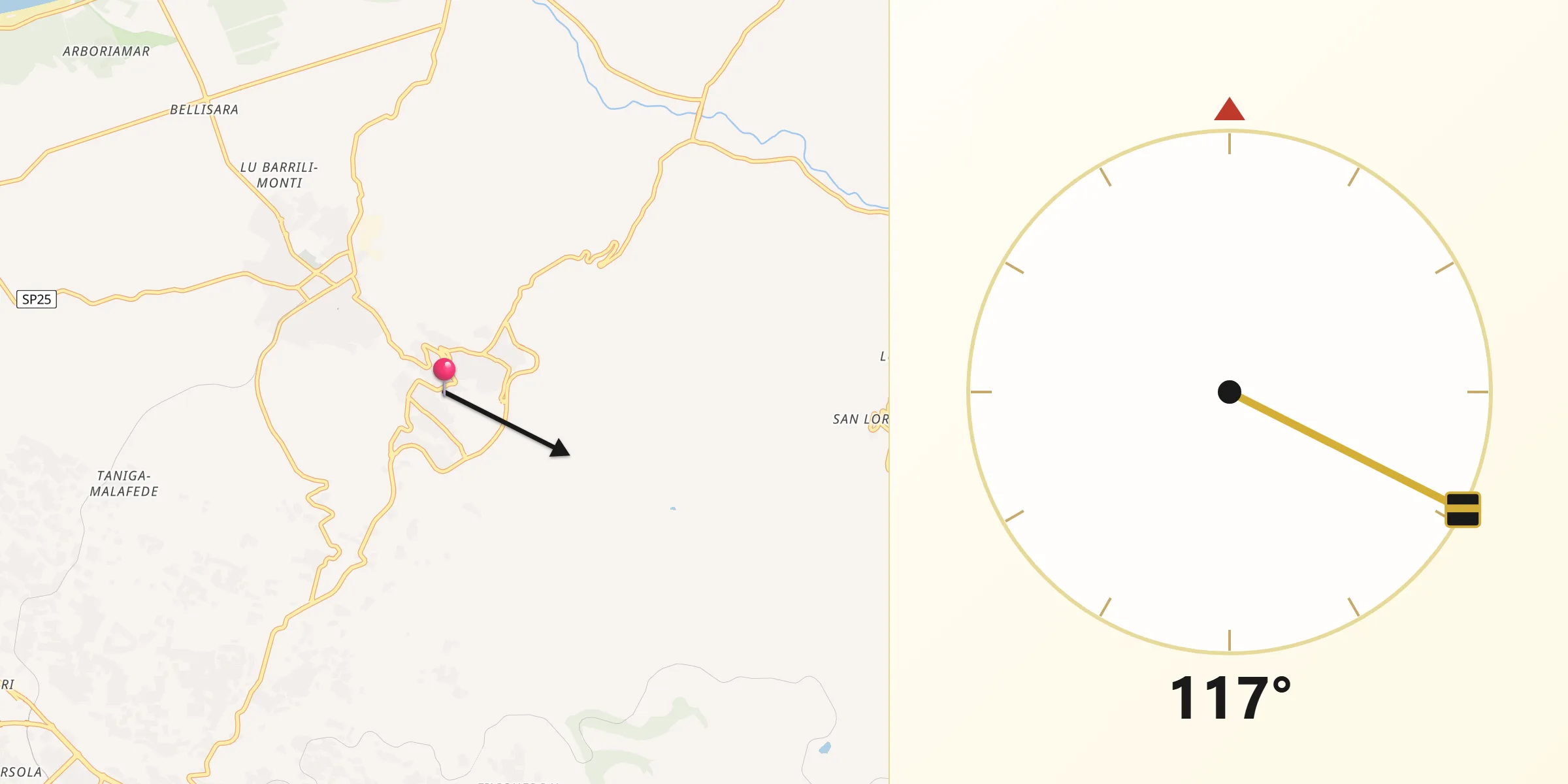 Direzione della Qibla da Sennori
