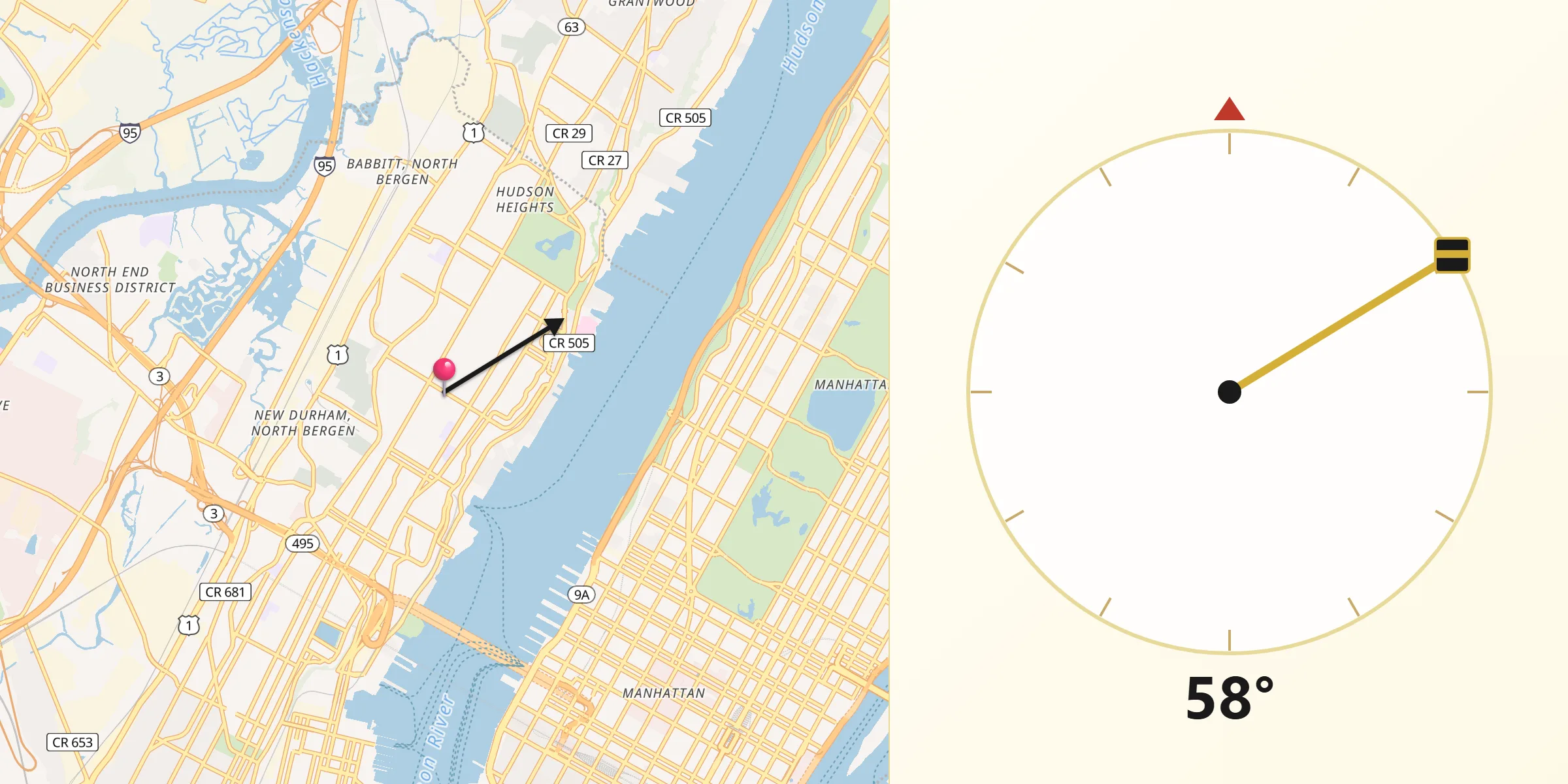 Qibla Direction from West New York