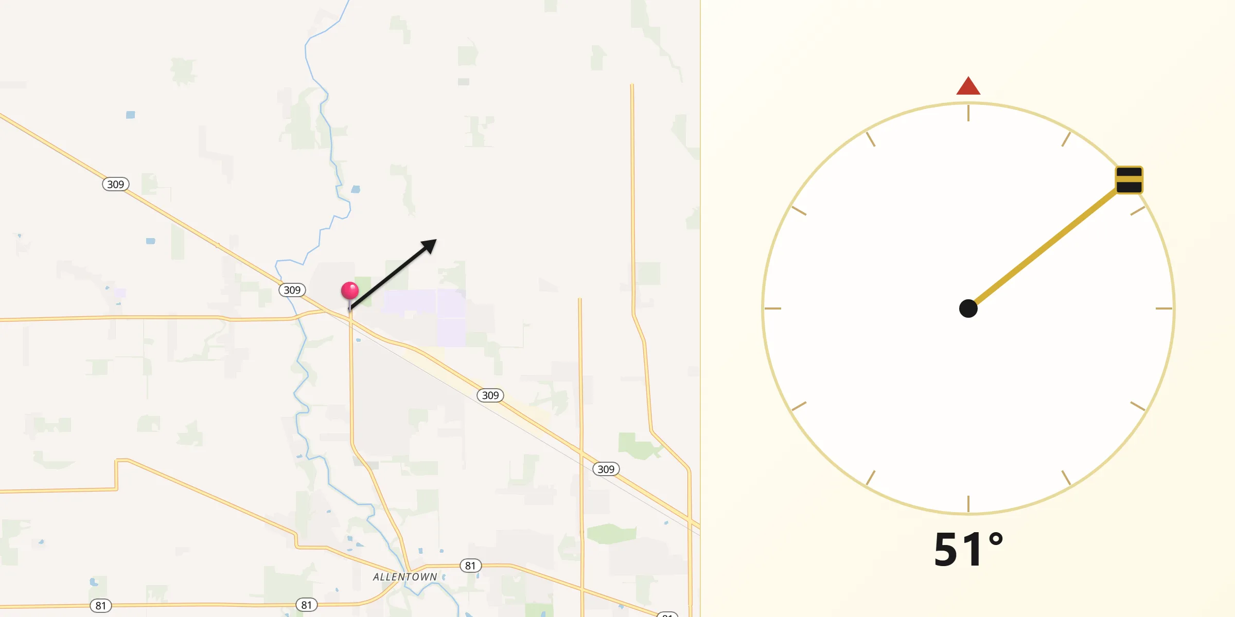 Qibla Direction from Elida