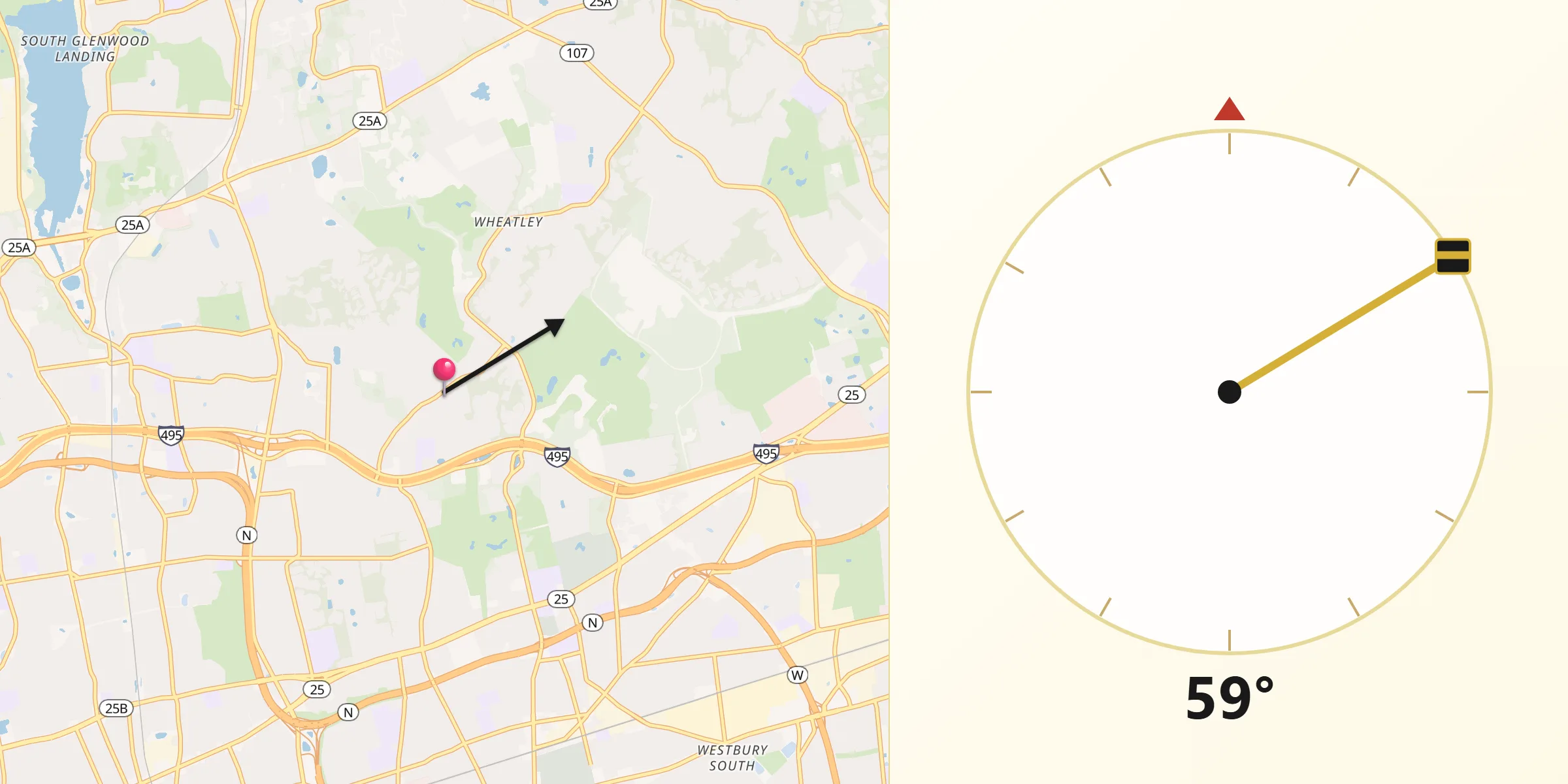 Qibla Direction from Old Westbury