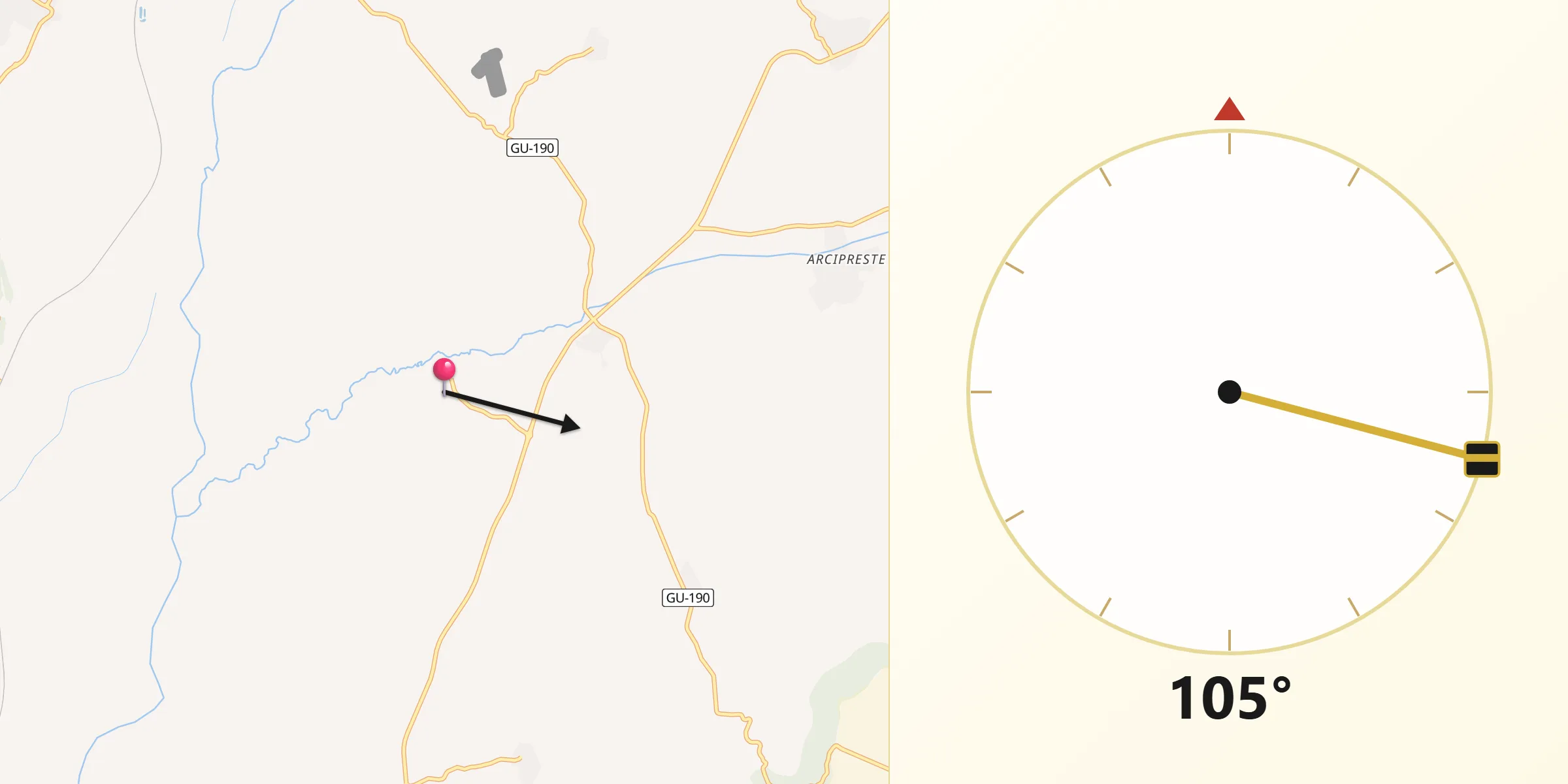 Dirección de la Qibla desde Heras de Ayuso