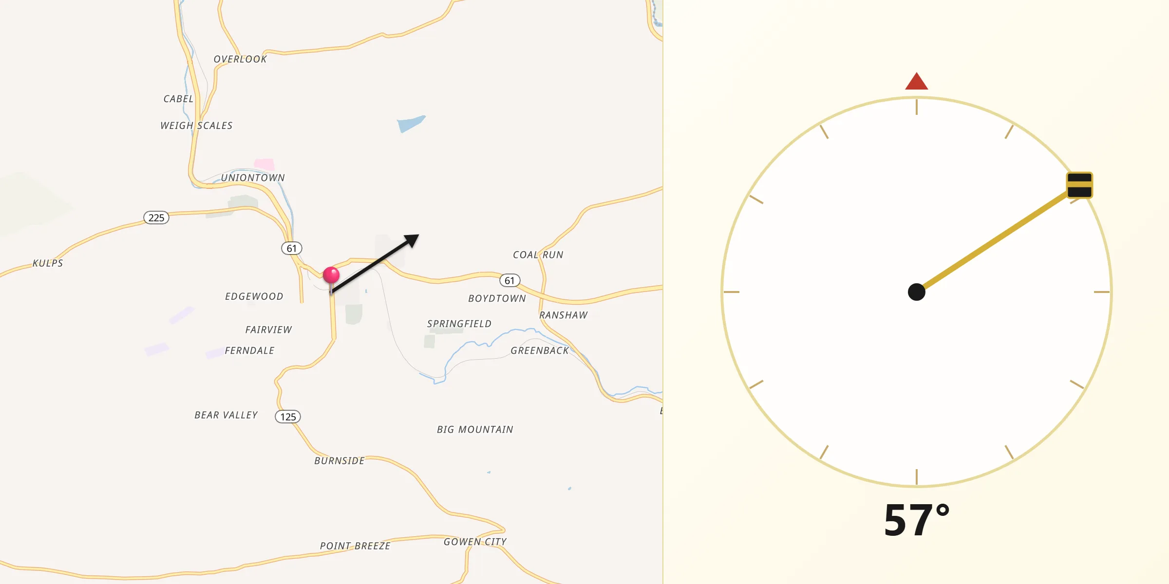 Qibla Direction from Shamokin
