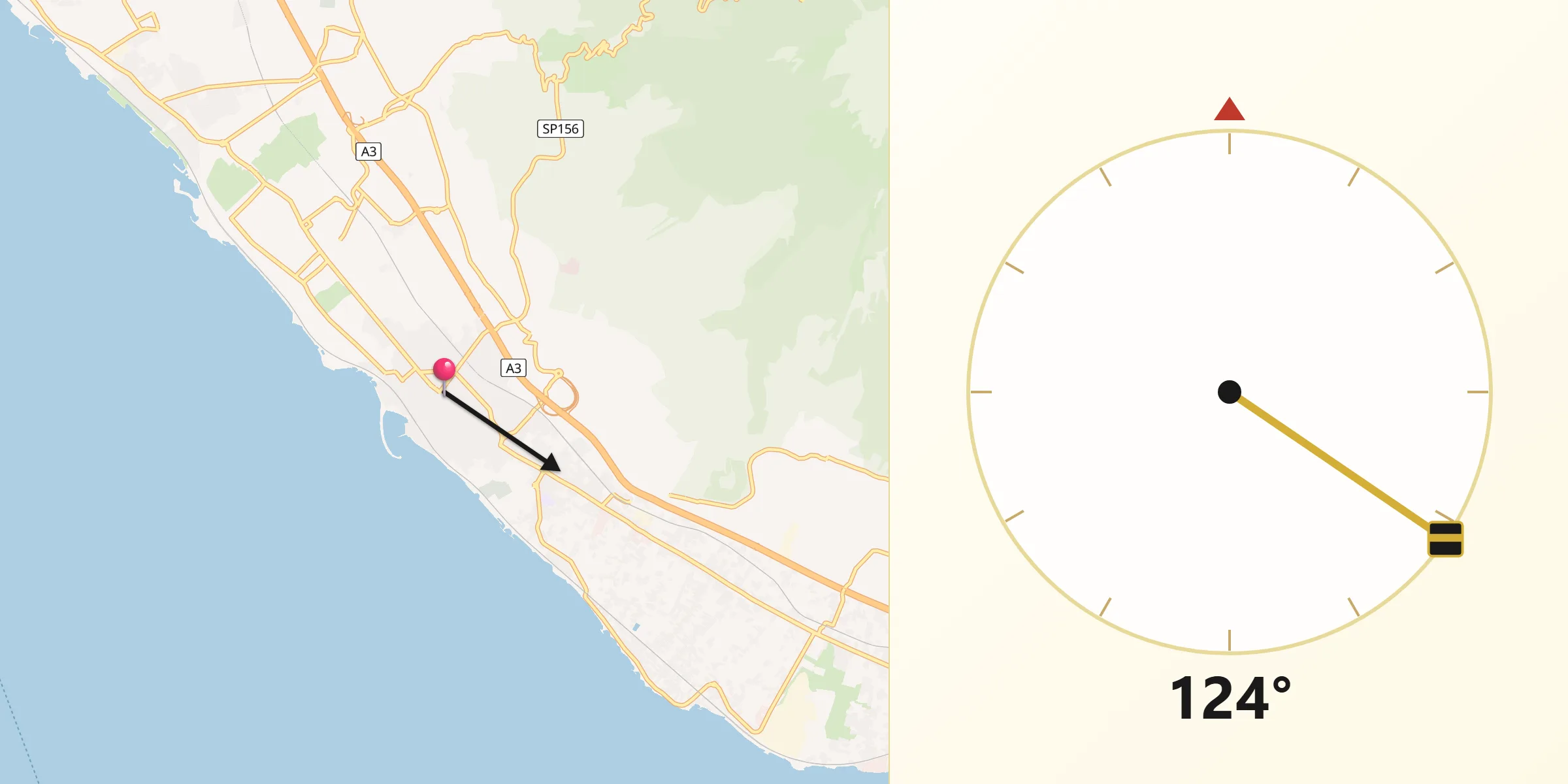 Direzione della Qibla da Torre del Greco