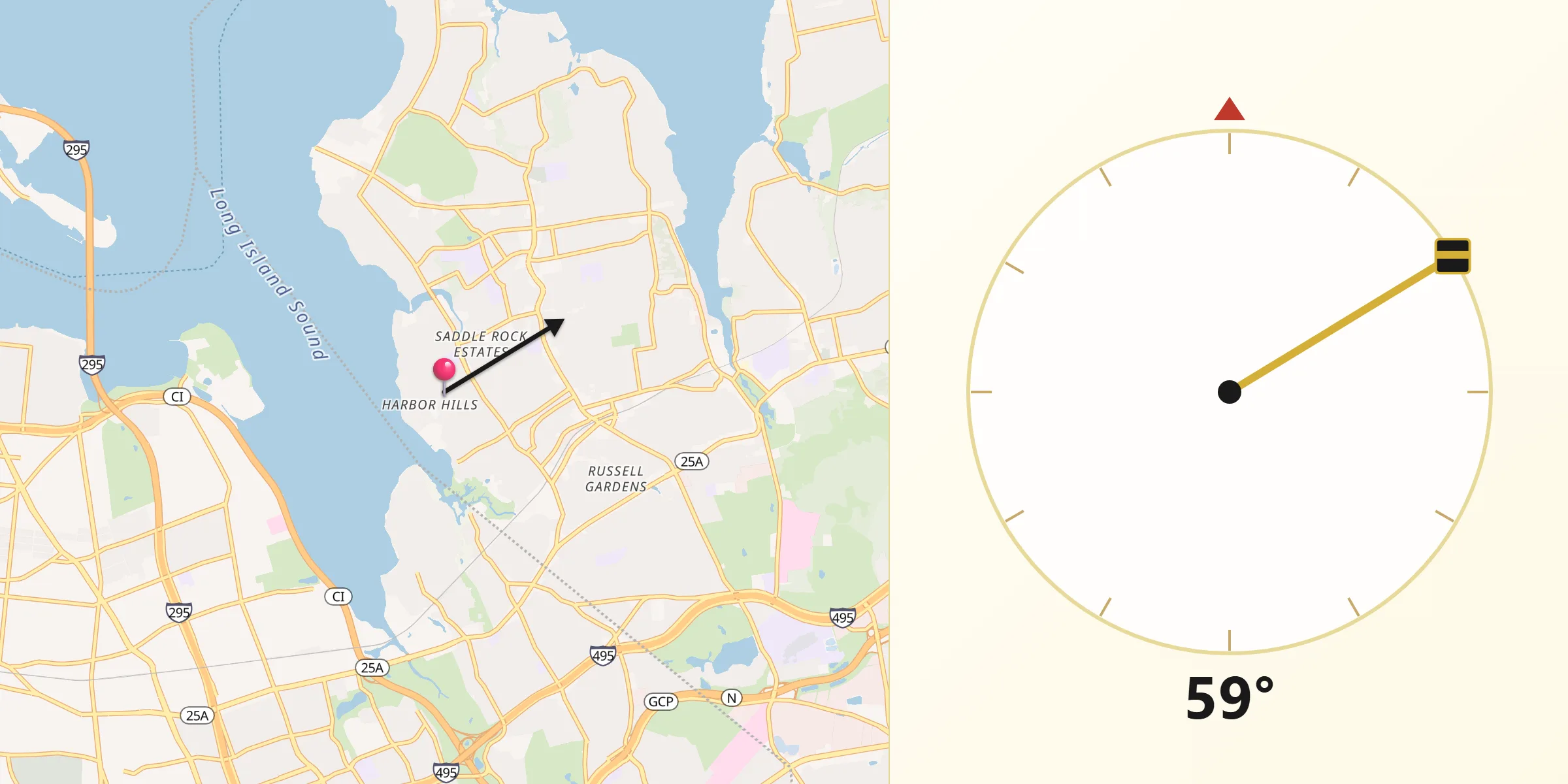 Qibla Direction from East Atlantic Beach