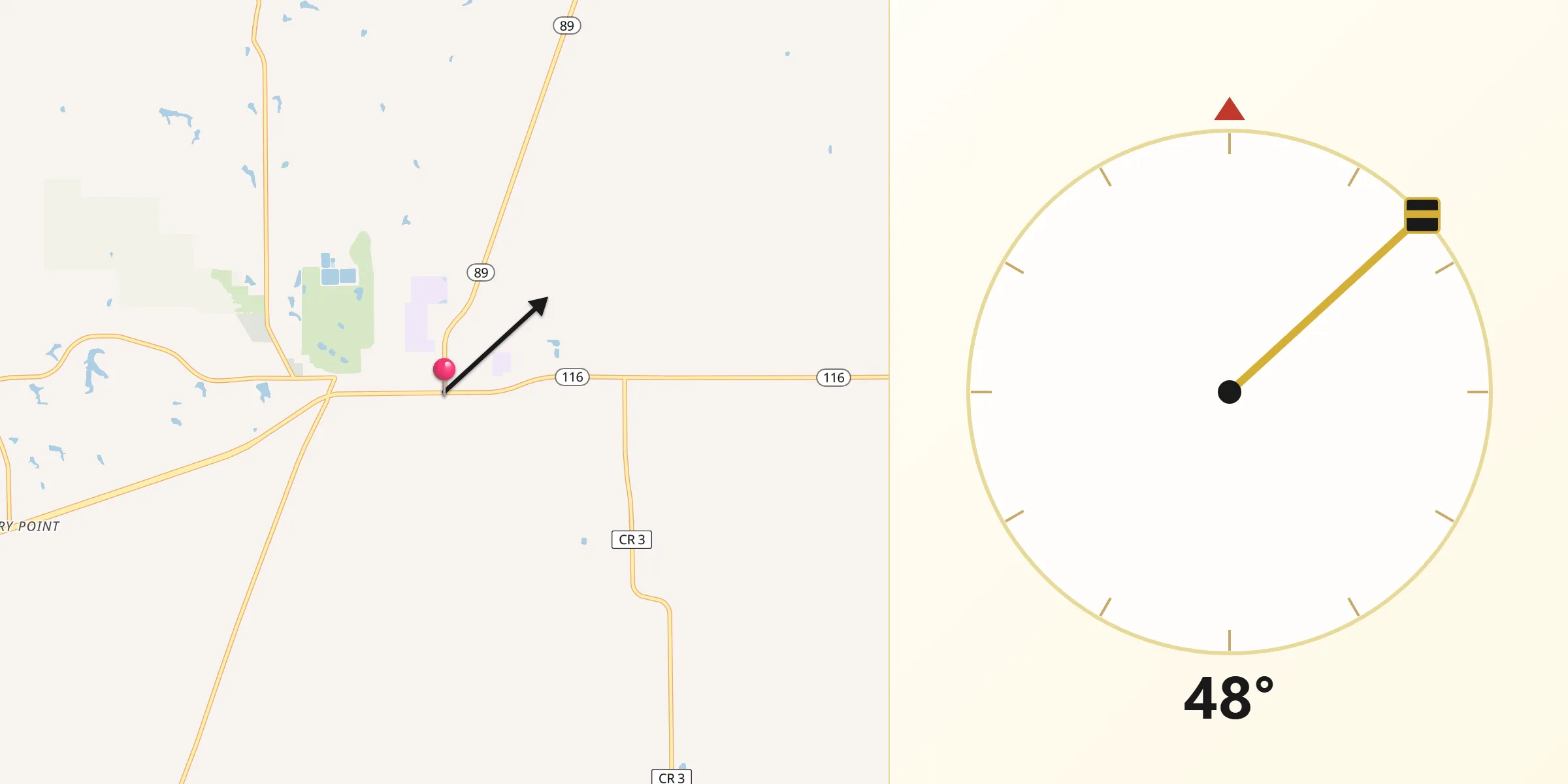 Qibla Direction from Metamora