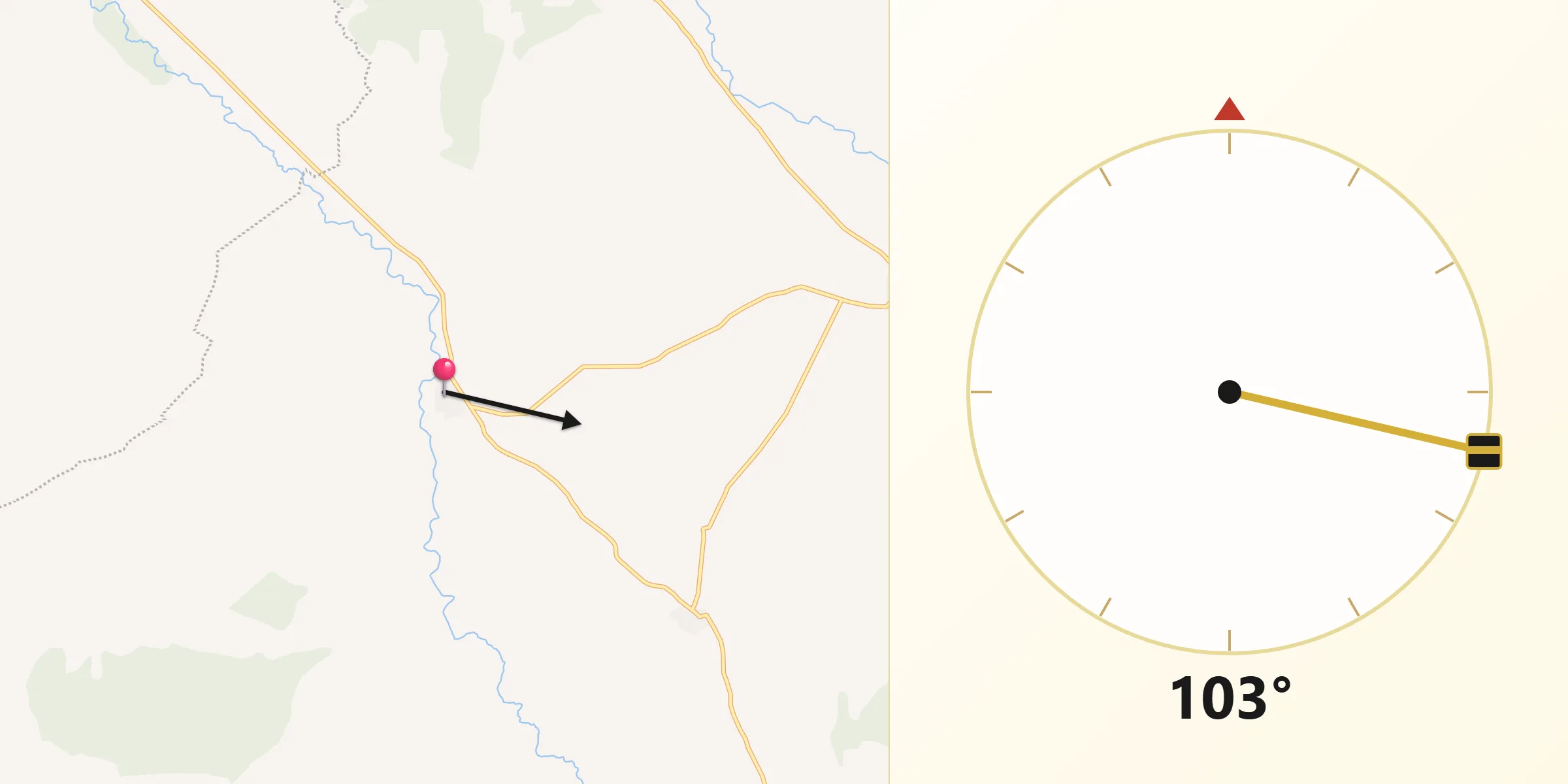 Dirección de la Qibla desde Mancera de Arriba