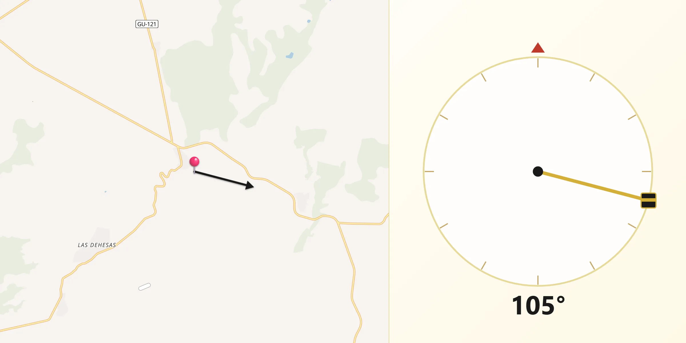 Dirección de la Qibla desde Viñuelas