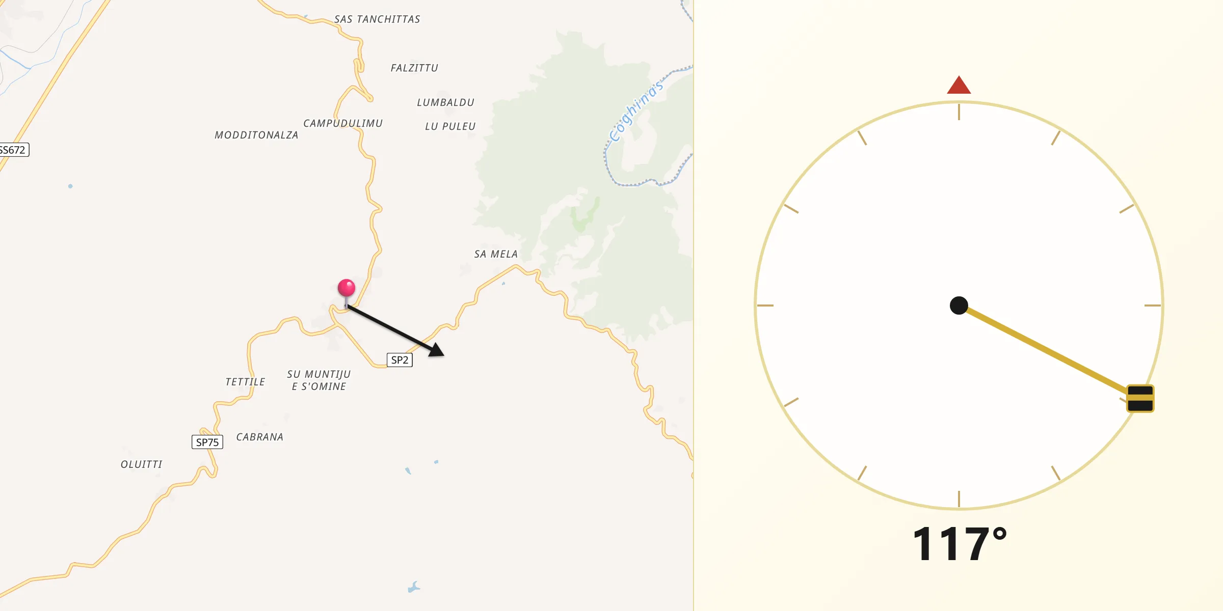 Direzione della Qibla da Erula