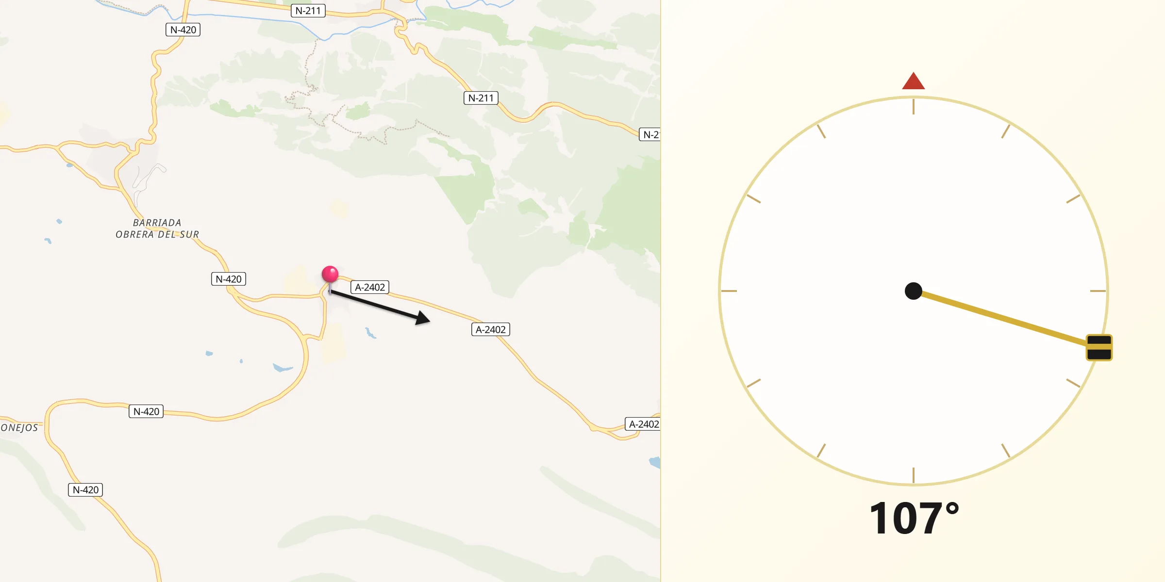 Dirección de la Qibla desde Escucha