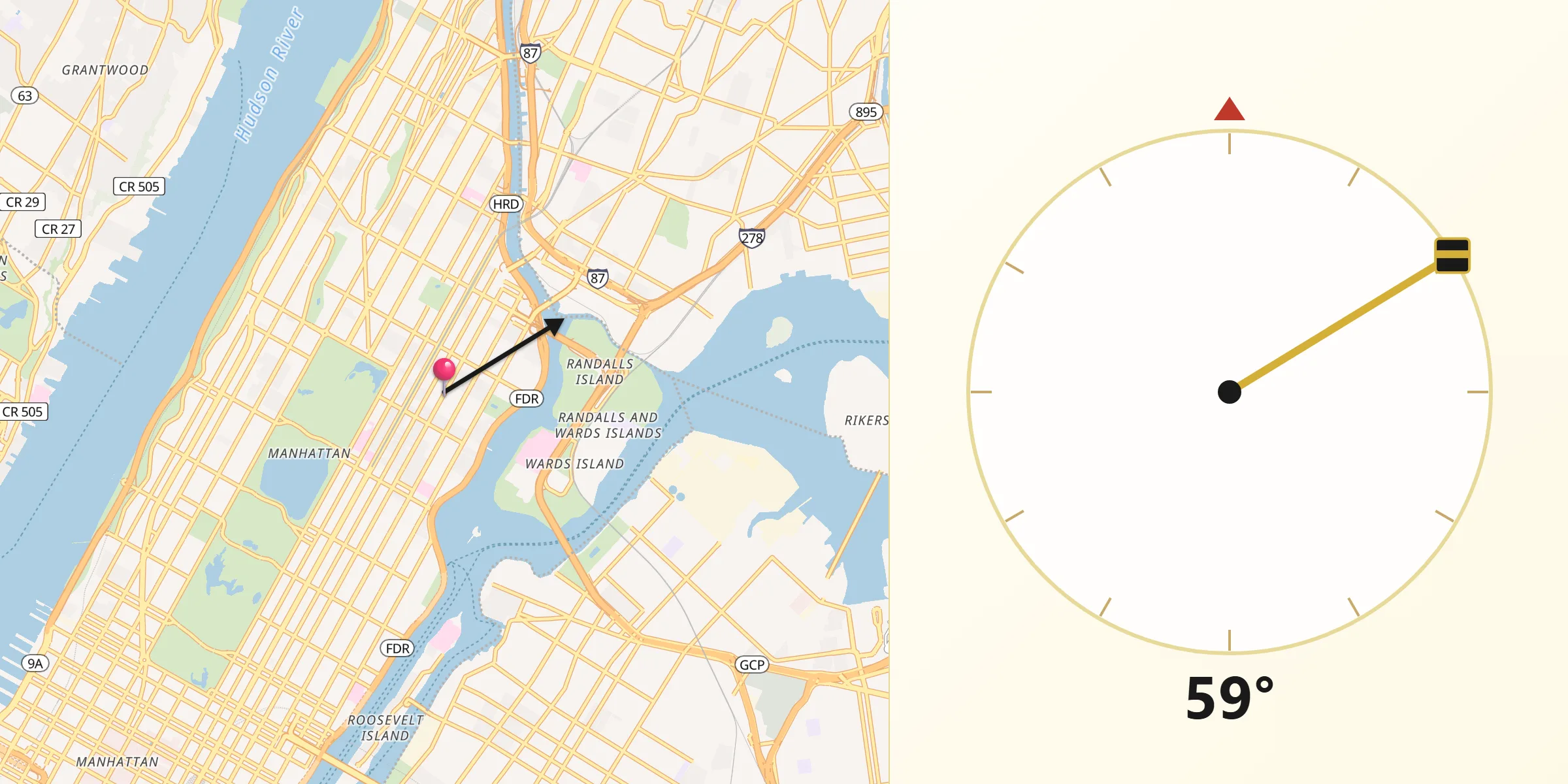 Qibla Direction from East Harlem