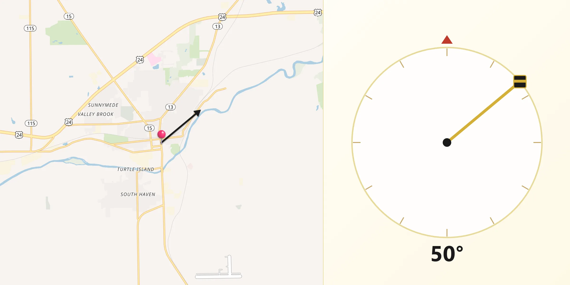 Qibla Direction from Wabash
