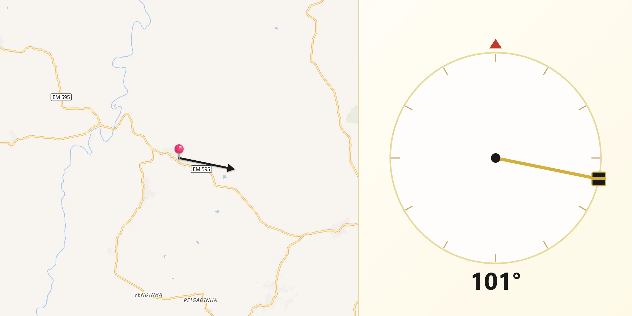 Direção da Qibla a partir de Santa Eufémia