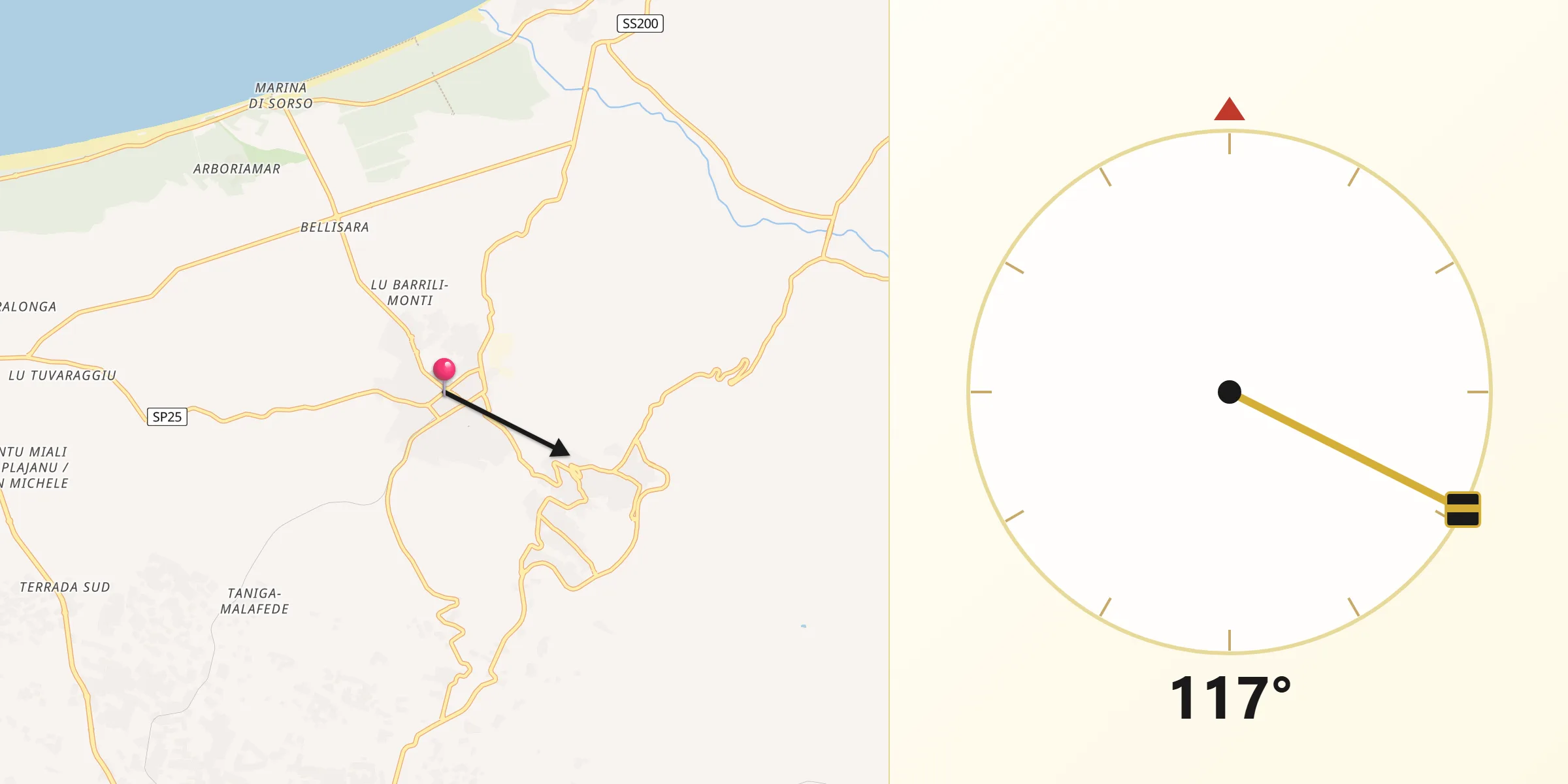 Direzione della Qibla da Sorso