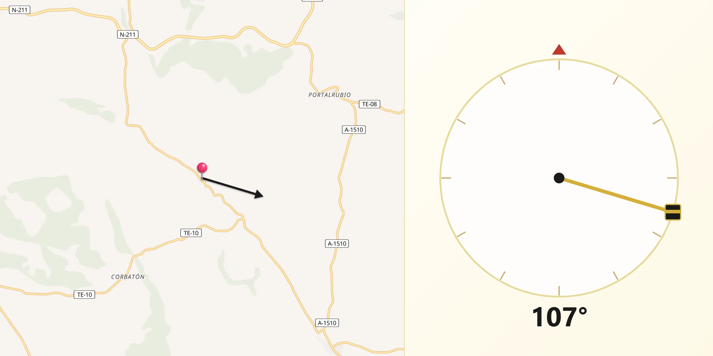 Dirección de la Qibla desde Alpeñés