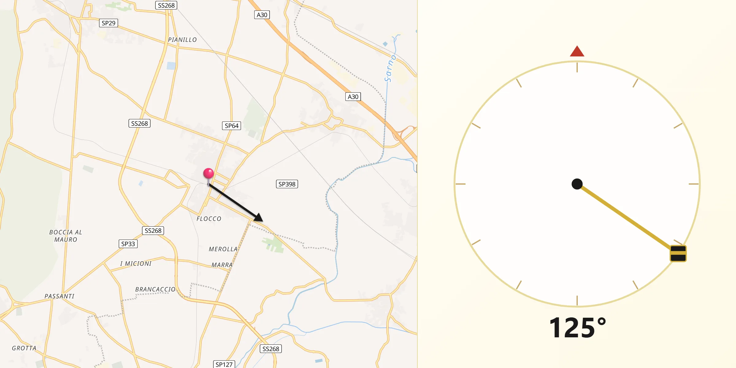 Direzione della Qibla da Poggiomarino