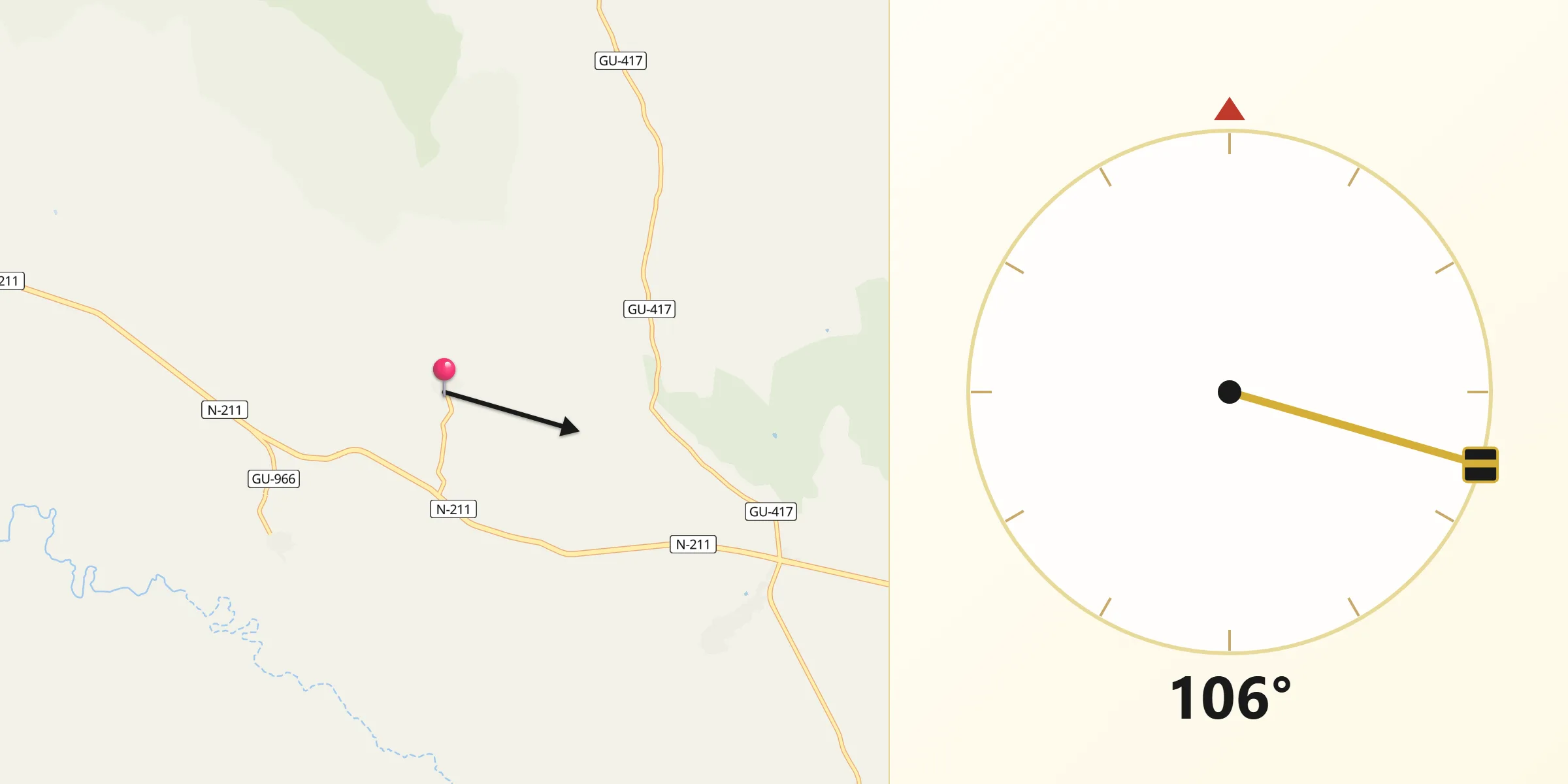 Dirección de la Qibla desde Hombrados