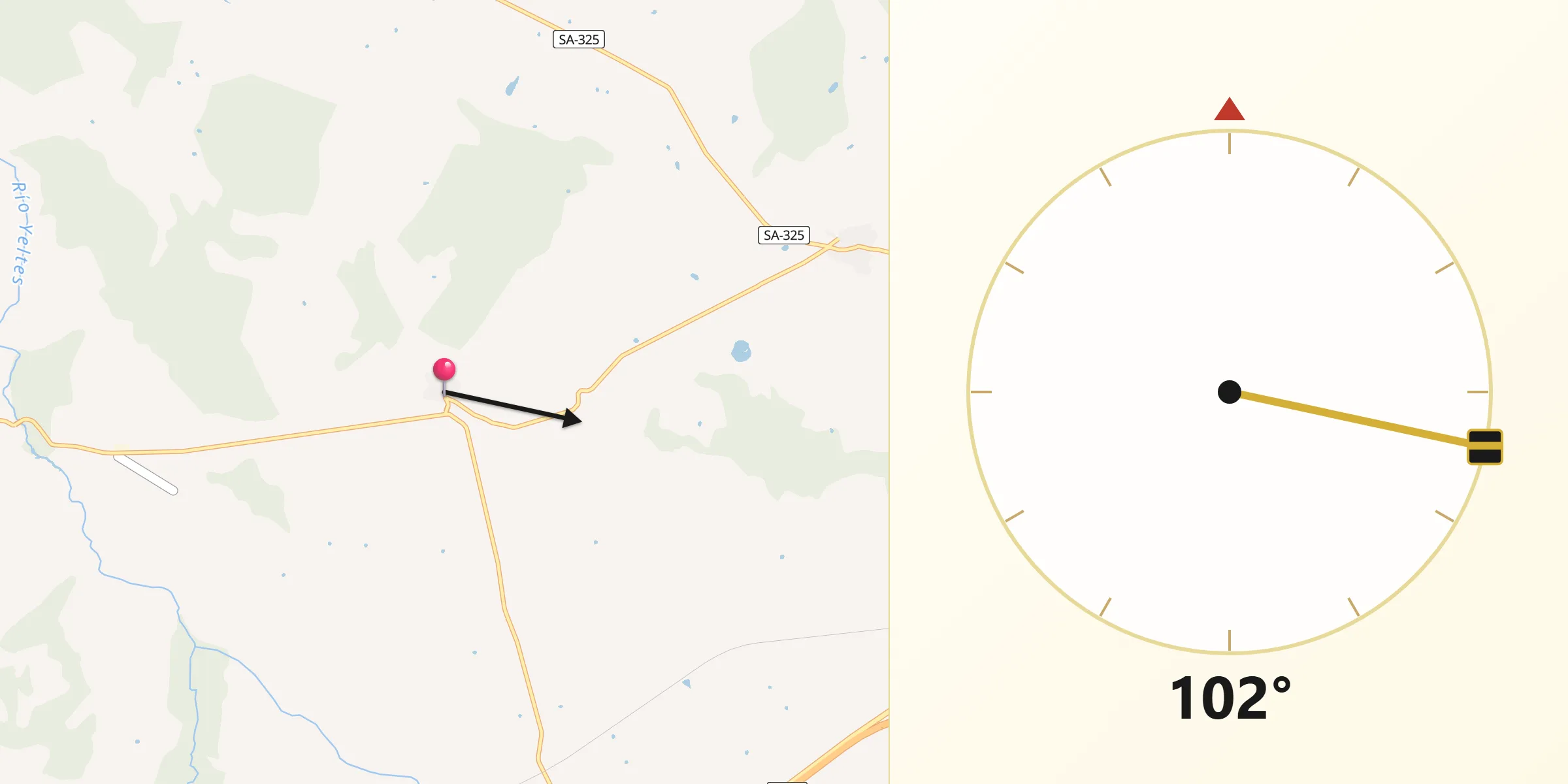 Dirección de la Qibla desde Retortillo