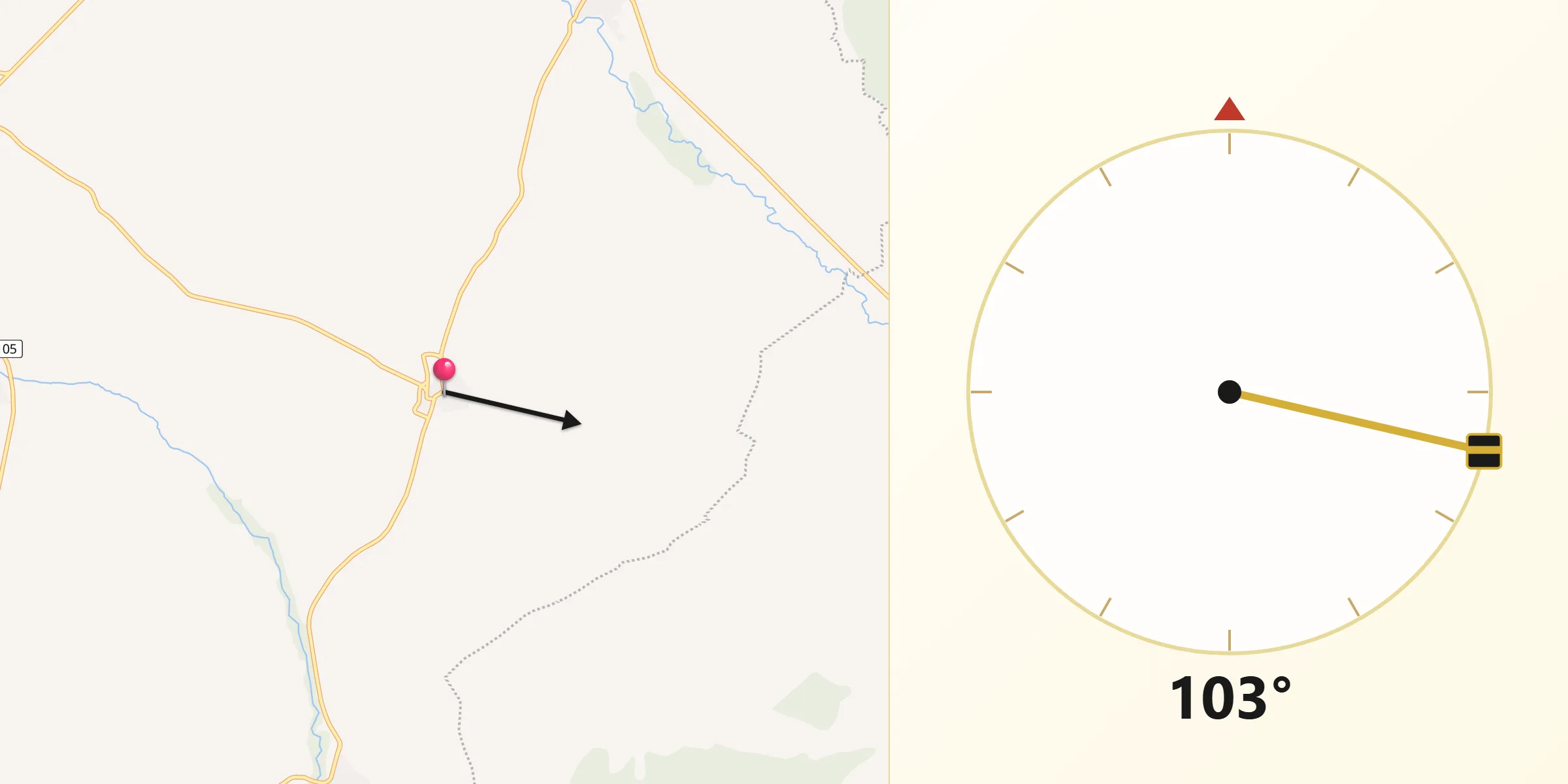 Dirección de la Qibla desde Salmoral