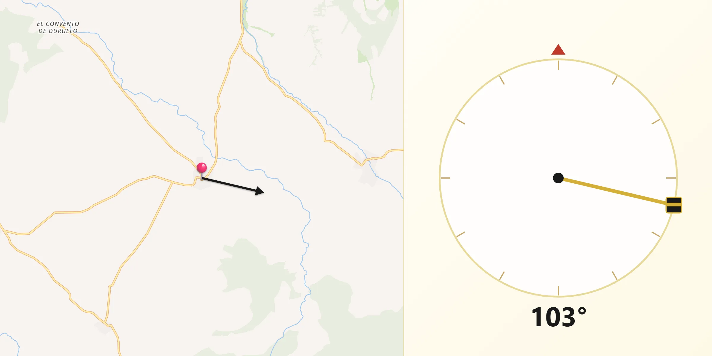 Dirección de la Qibla desde Blascomillán