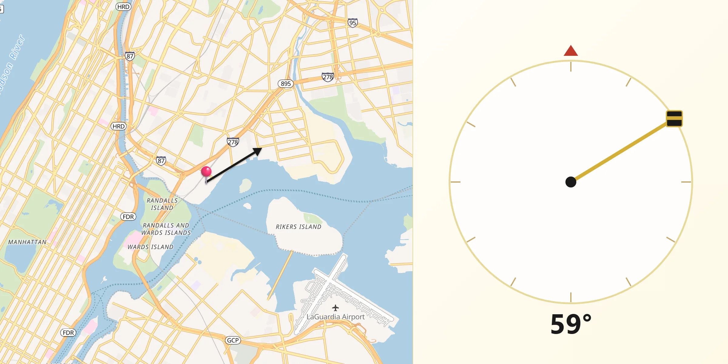 Qibla Direction from Port Morris
