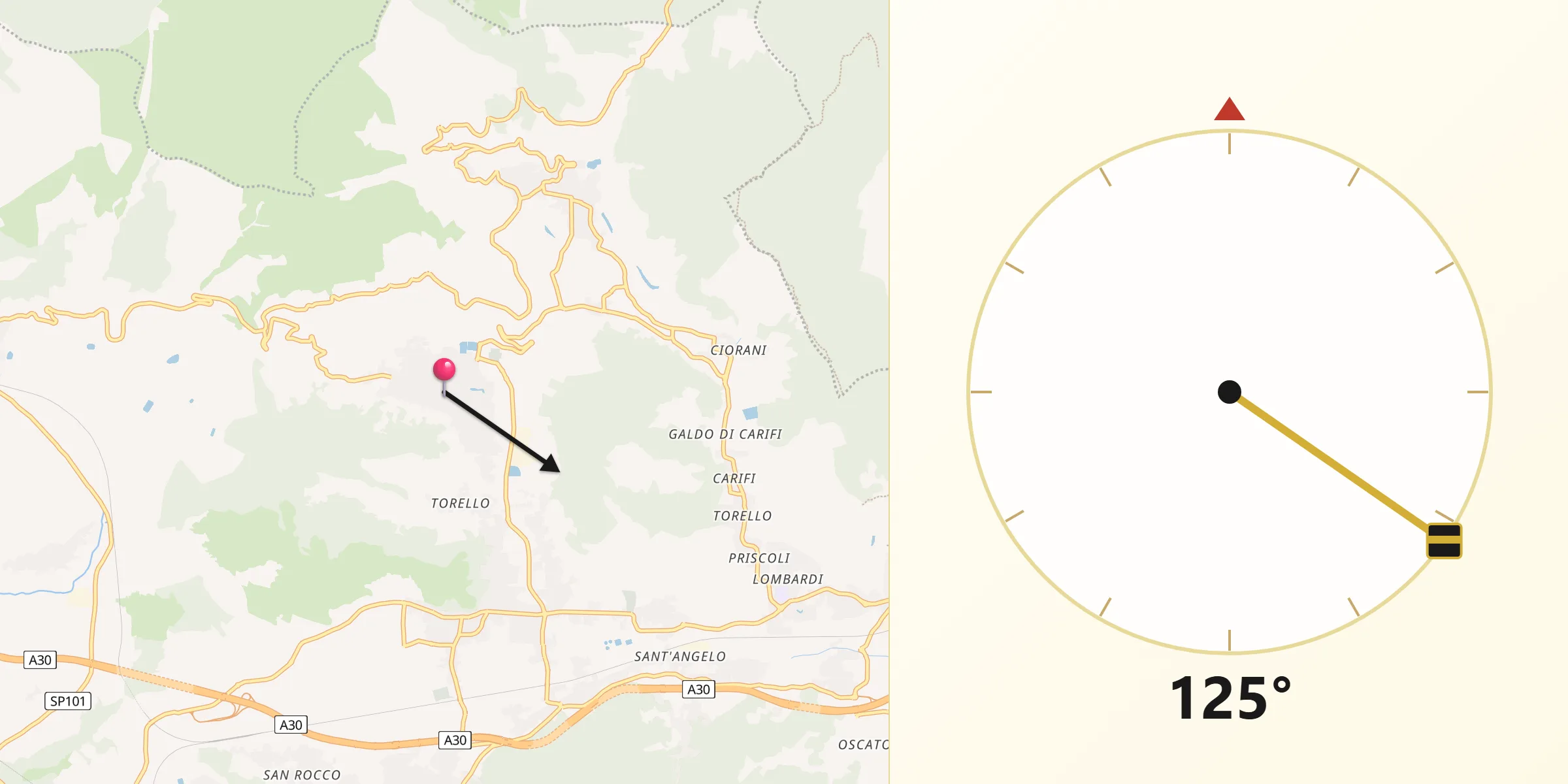 Direzione della Qibla da Siano