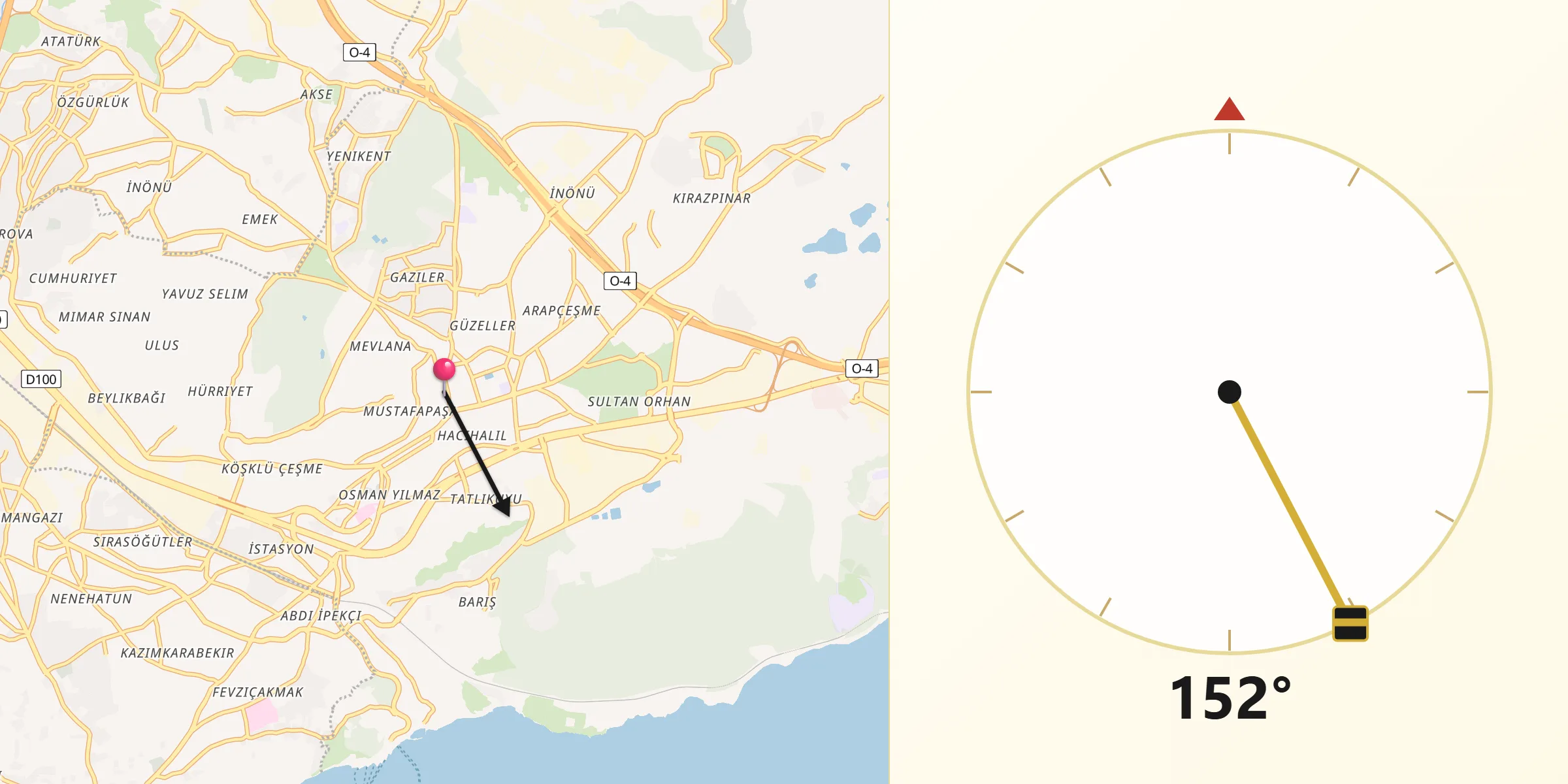 Qibla Riktning från Gebze